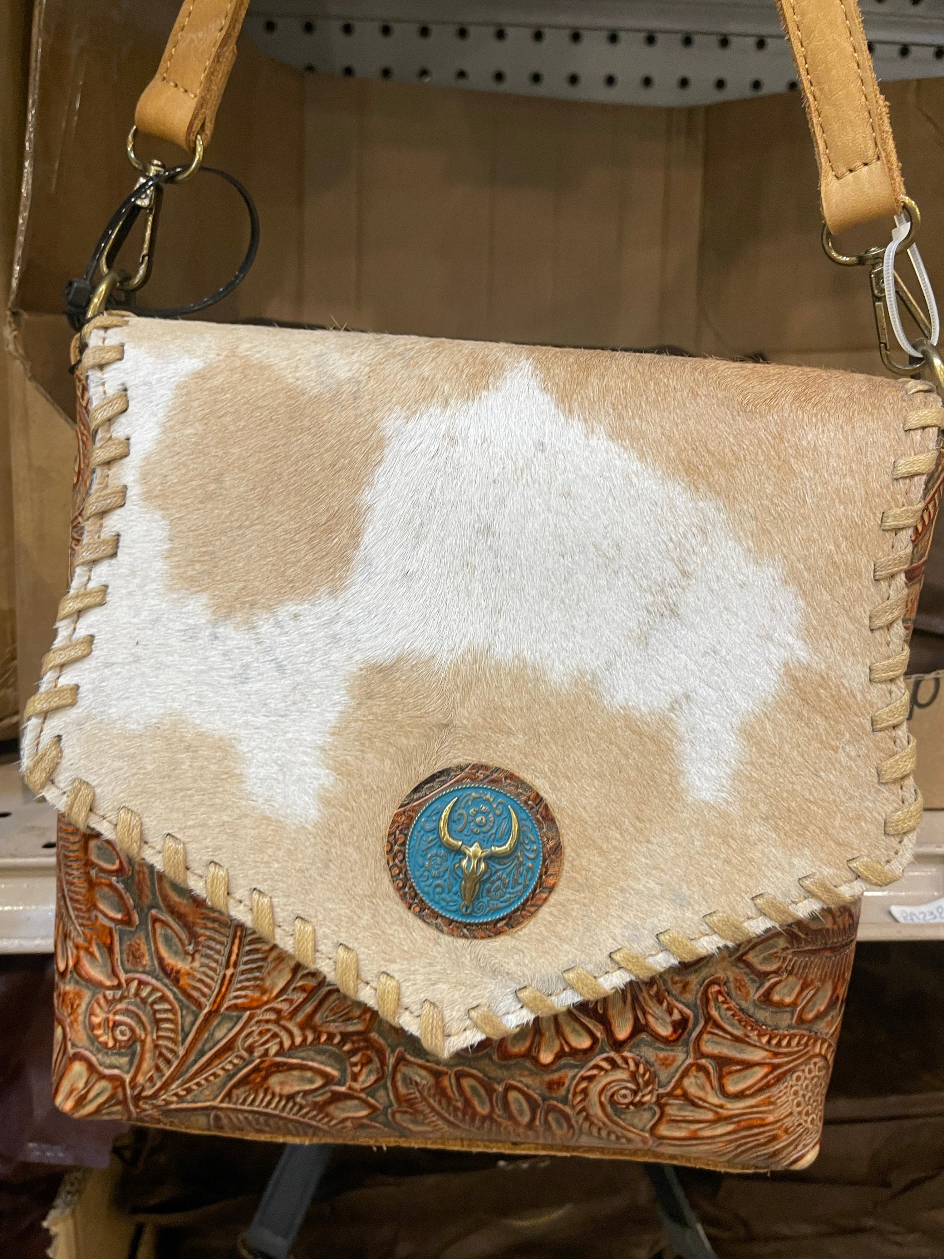 Turqouise Medallion Tooled Crossbody