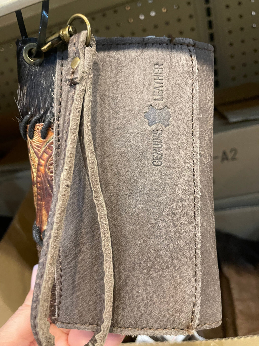 Cowhide Tooled Braided Wristlet Wallets