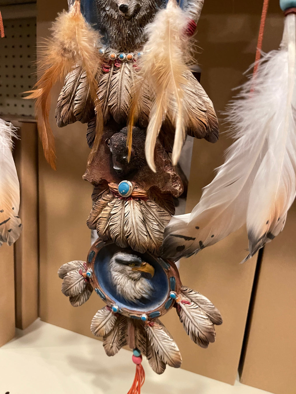 Coyote Wolf Eagle Buffalo Feather Cross