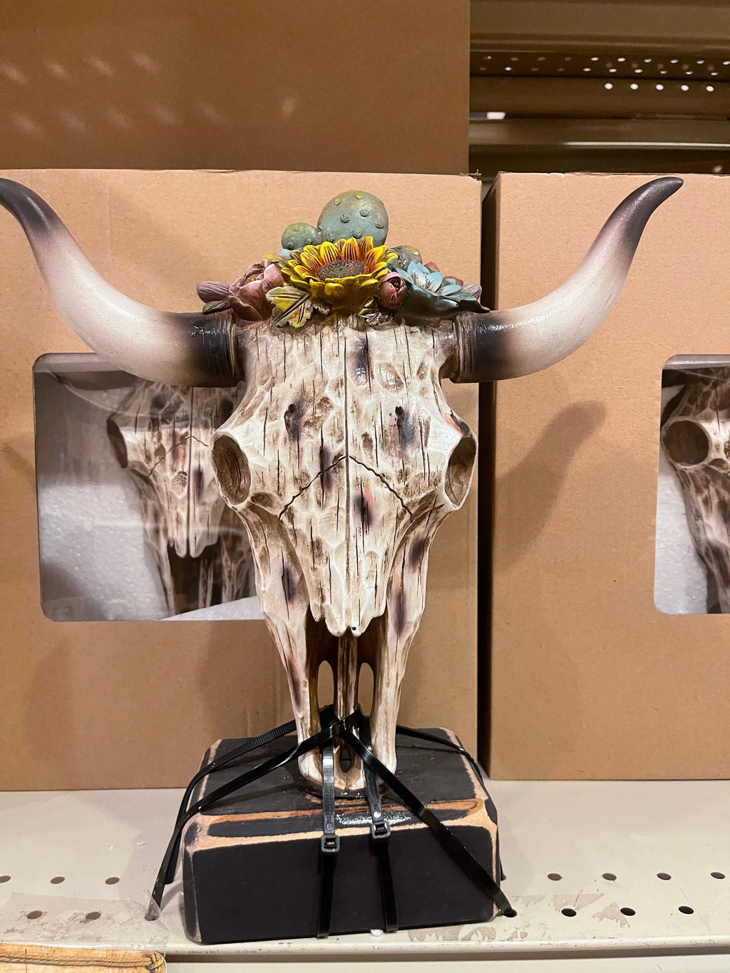 Cowskull Sunflower Cactus Statue