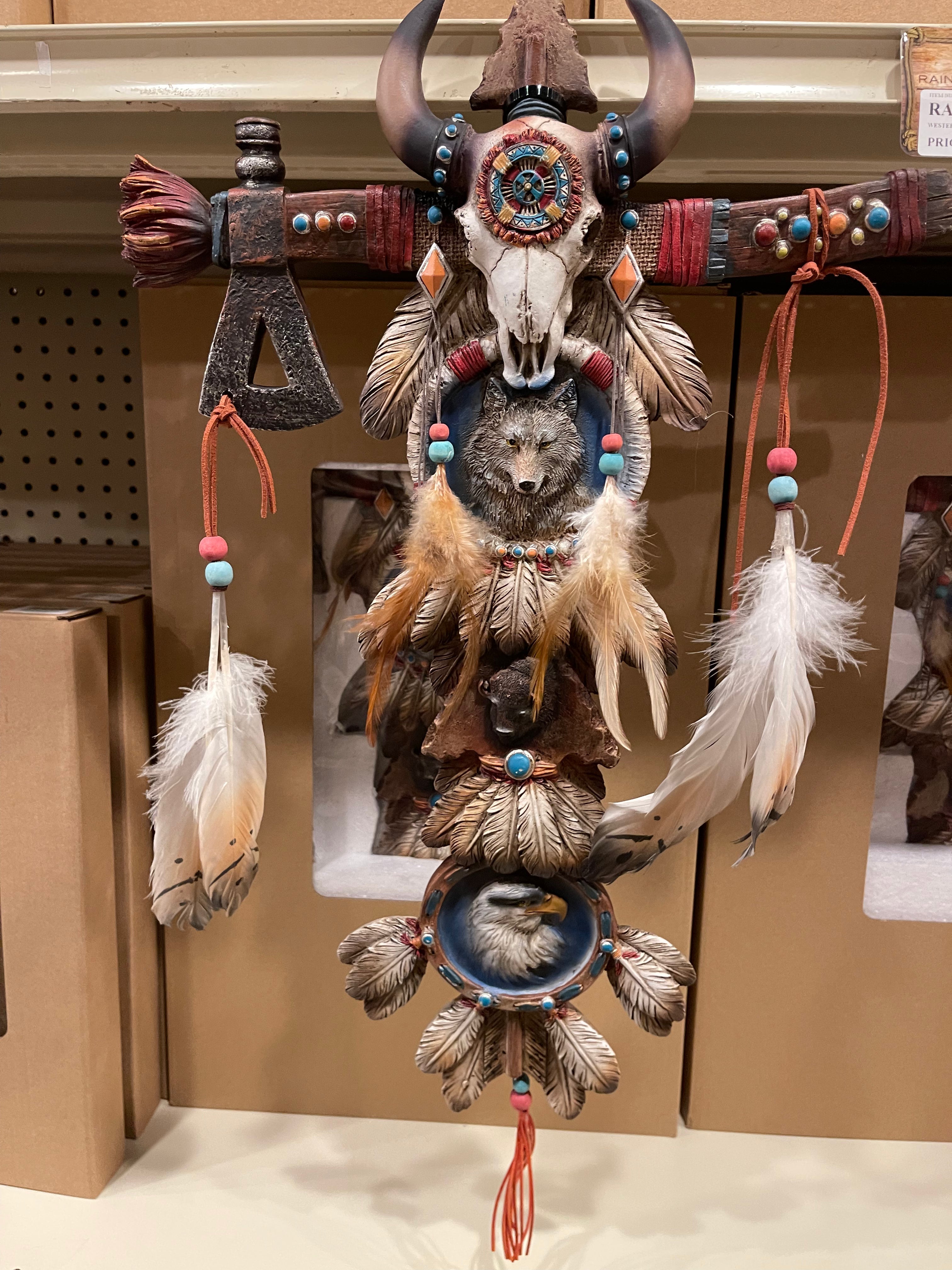 Coyote Wolf Eagle Buffalo Feather Cross