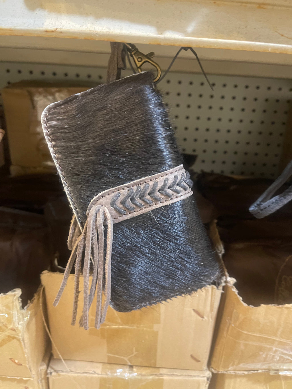 Braided Cowhide Wristlet Wallet