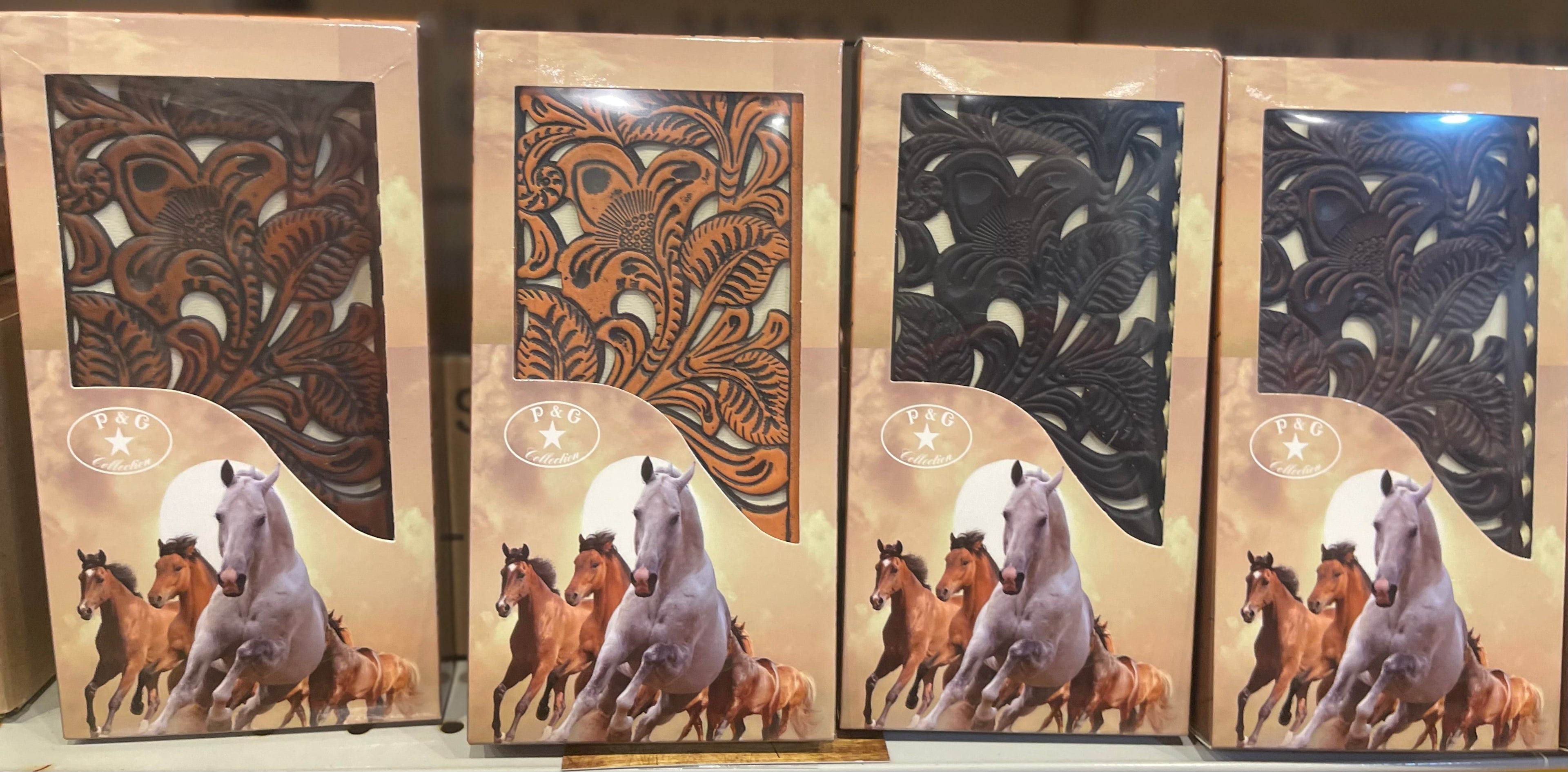 Tooled Leather Checkbook Wallets