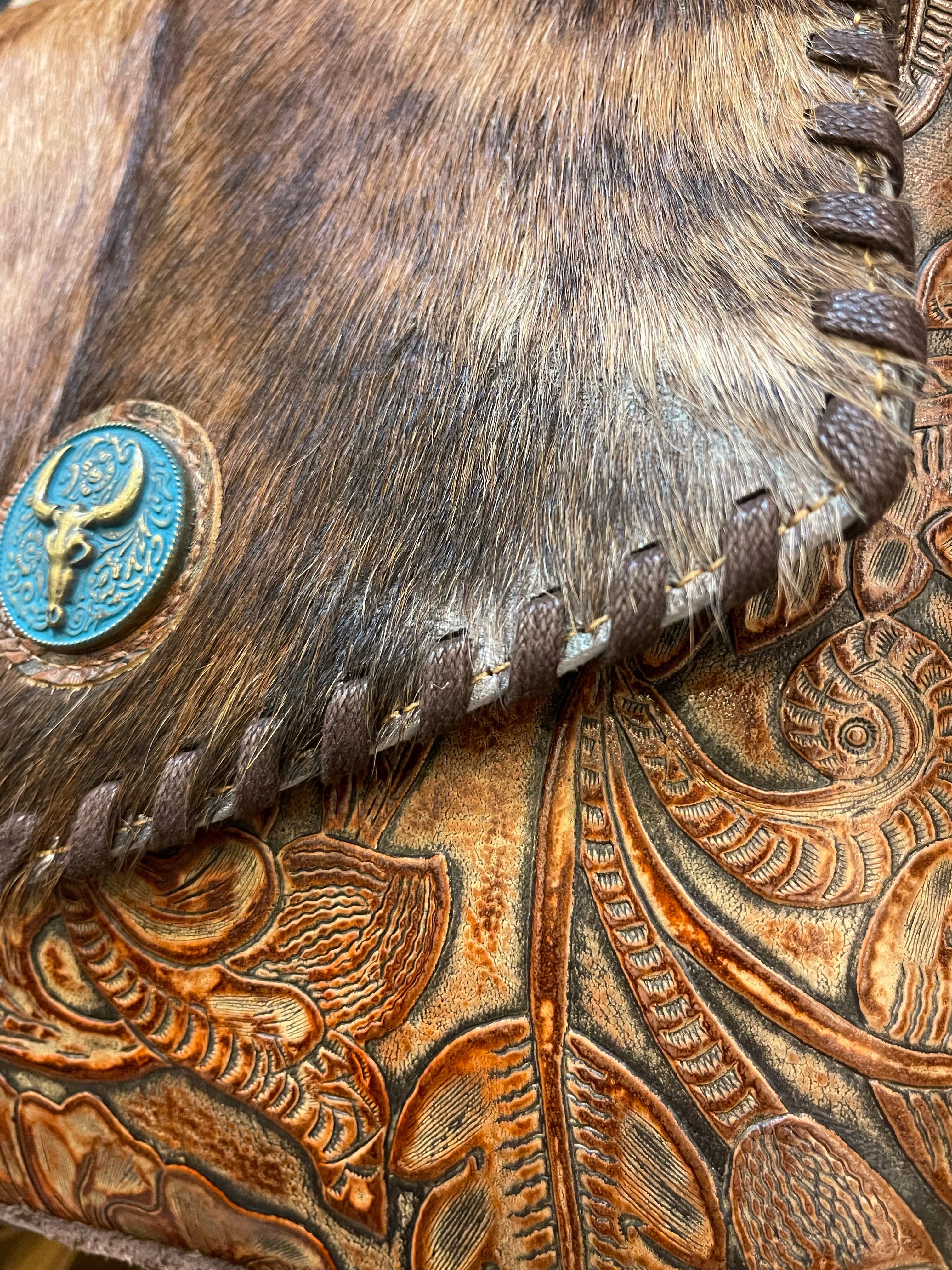 Turqouise Medallion Tooled Crossbody