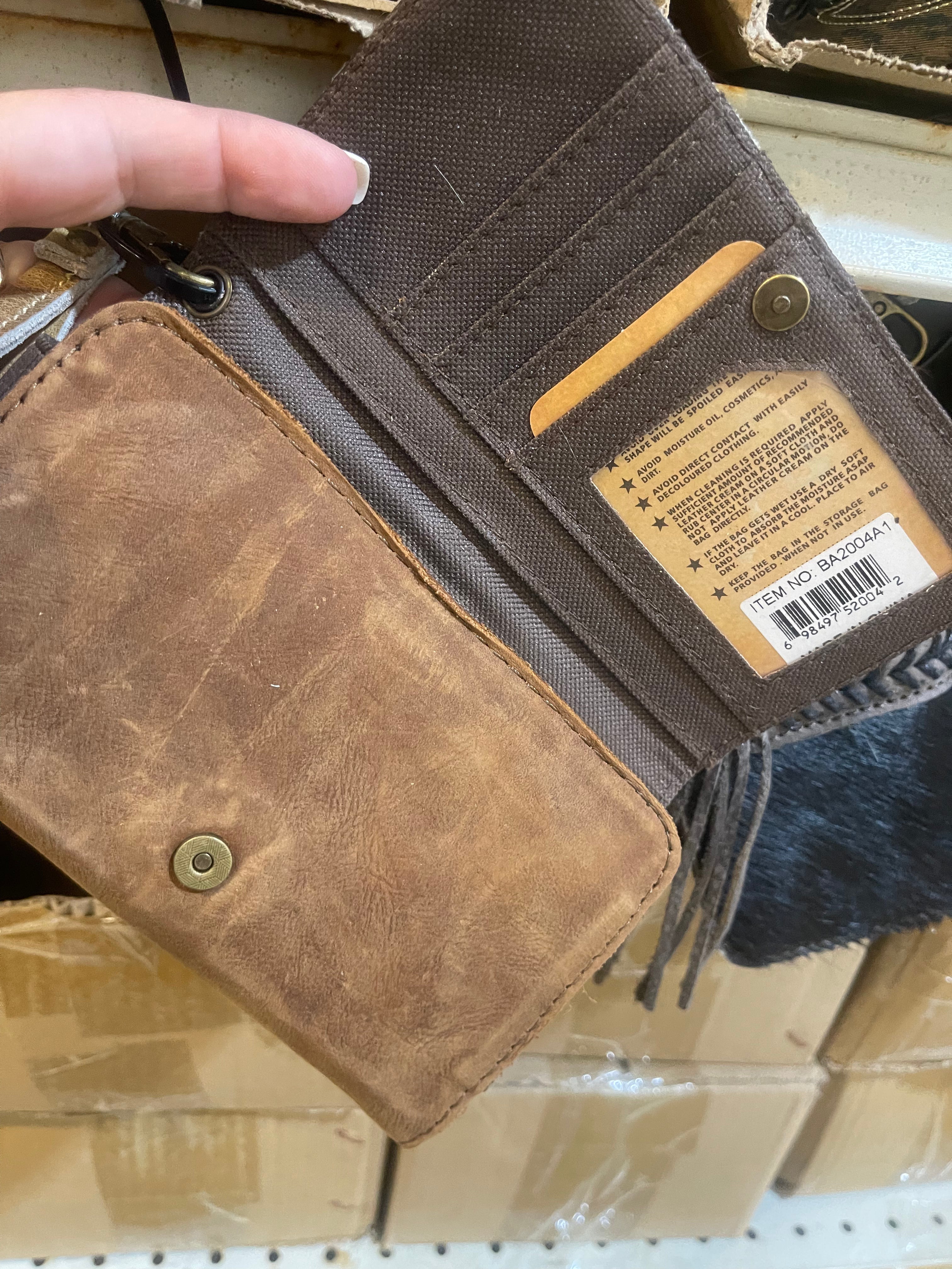 Braided Cowhide Wristlet Wallet