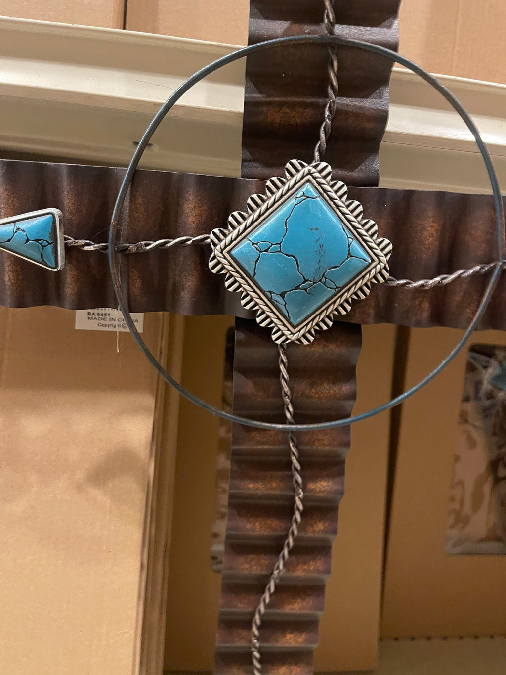Metal Turquoise Stone Cross