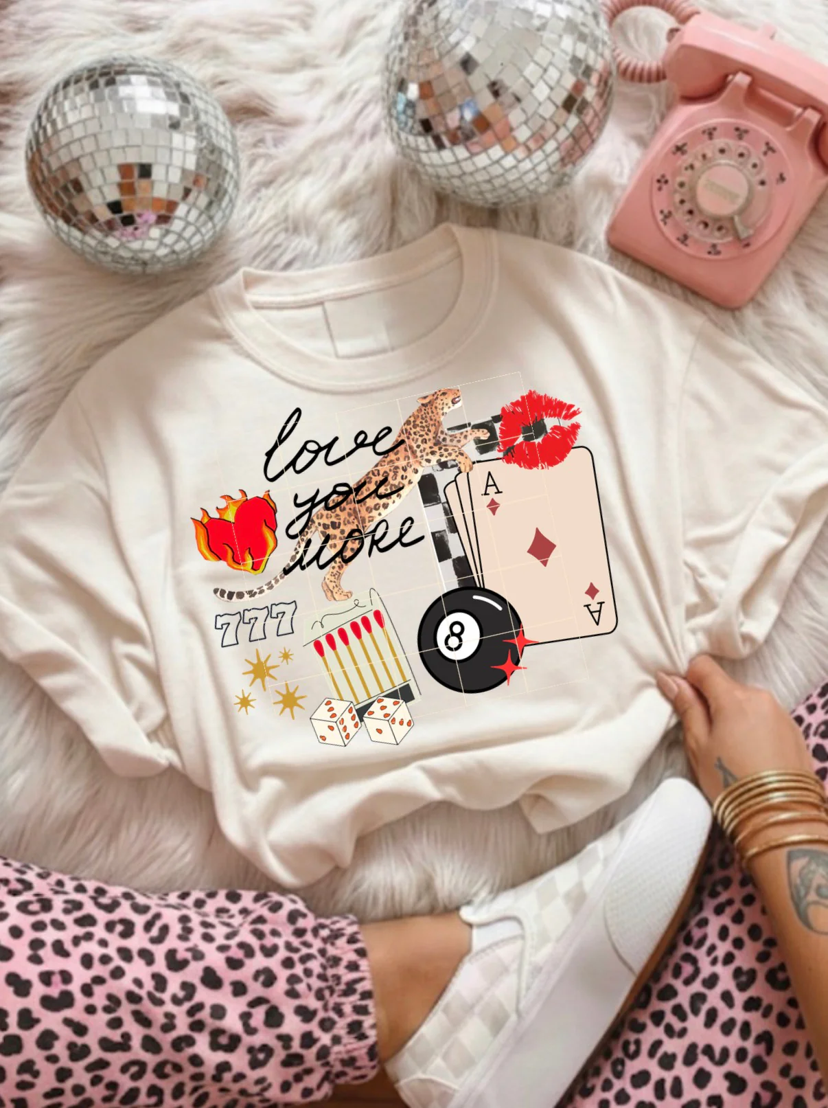 Love You More Lucky Leopard Graphic Tee Shirt – Graphic Tee, Long Sleeve & Crewneck
