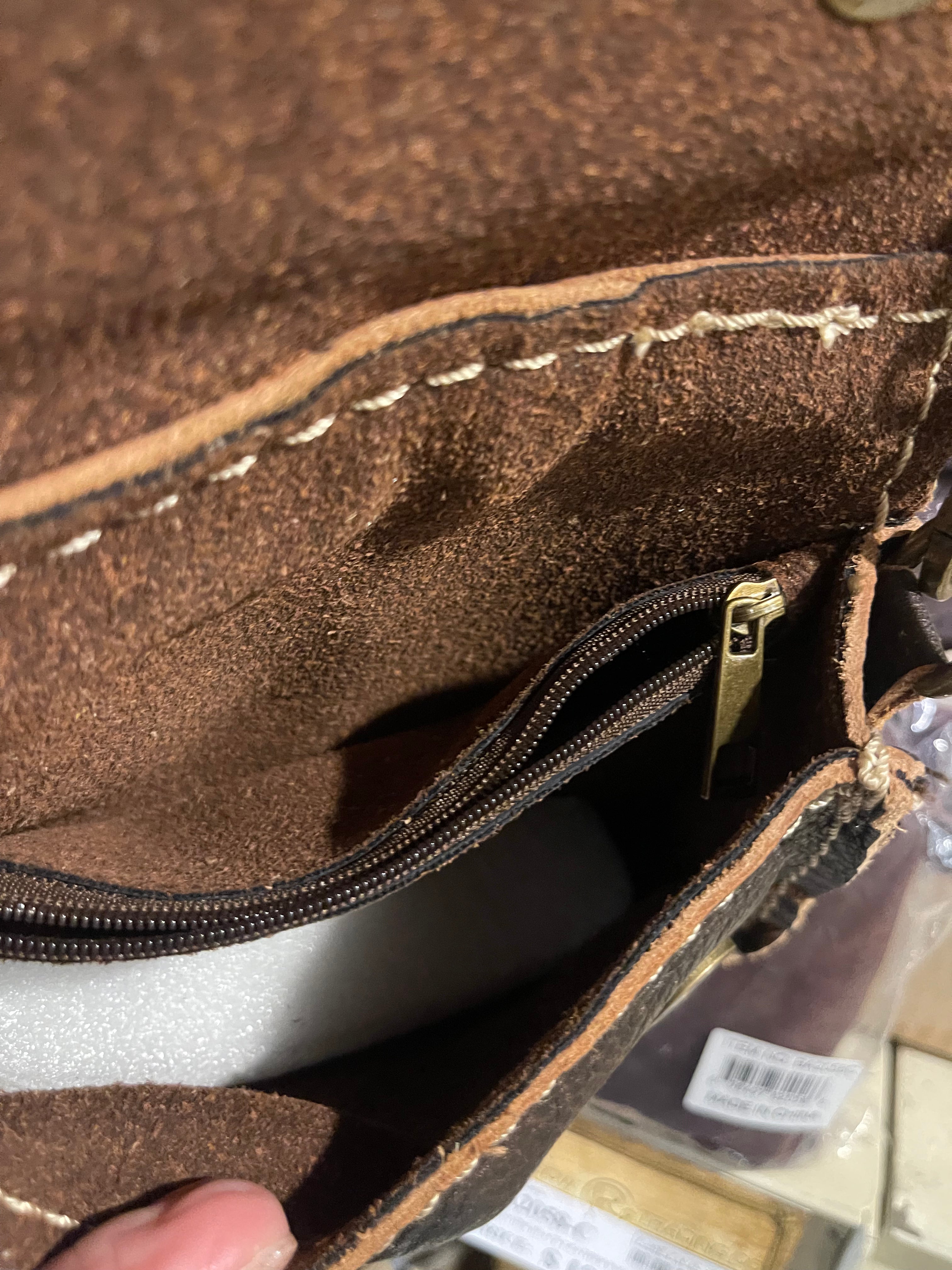 Cowhide Turquoise Stone Mini Crossbody Purse