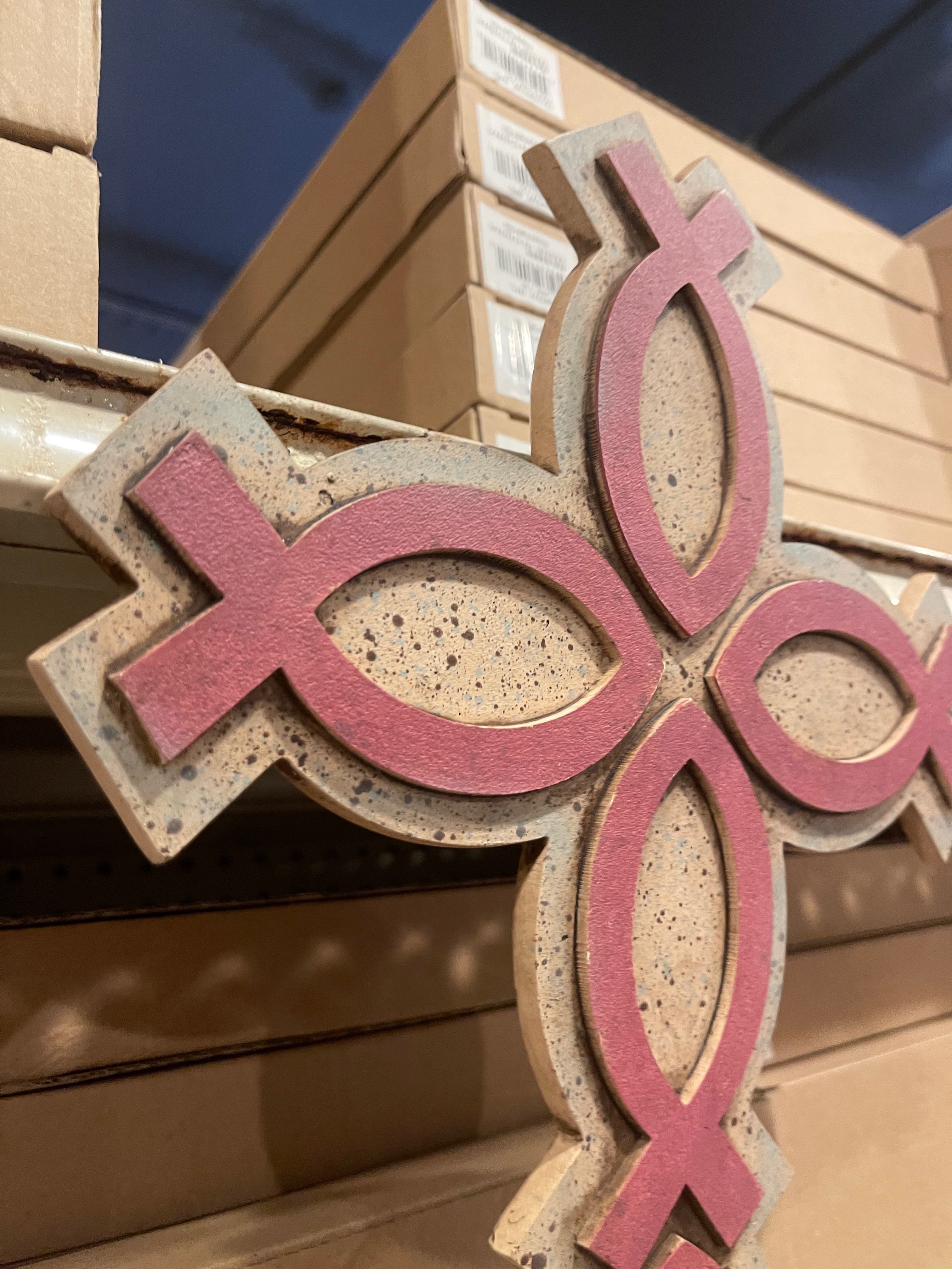 Pink Jesus Fish Christian Cross