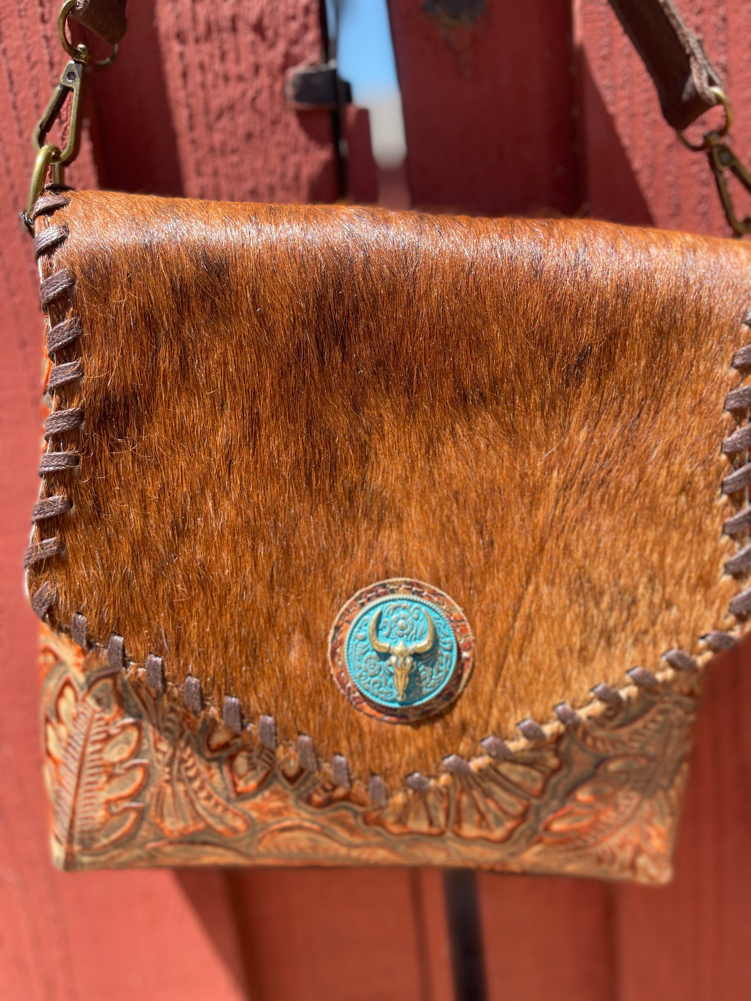 Turqouise Medallion Tooled Crossbody