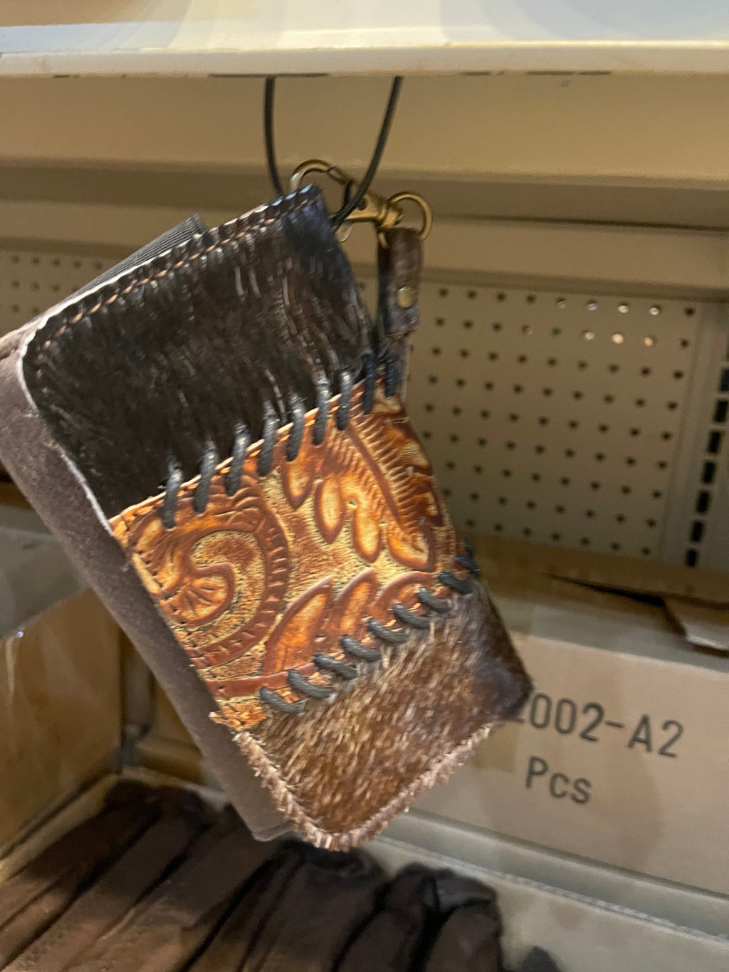 Cowhide Tooled Braided Wristlet Wallets