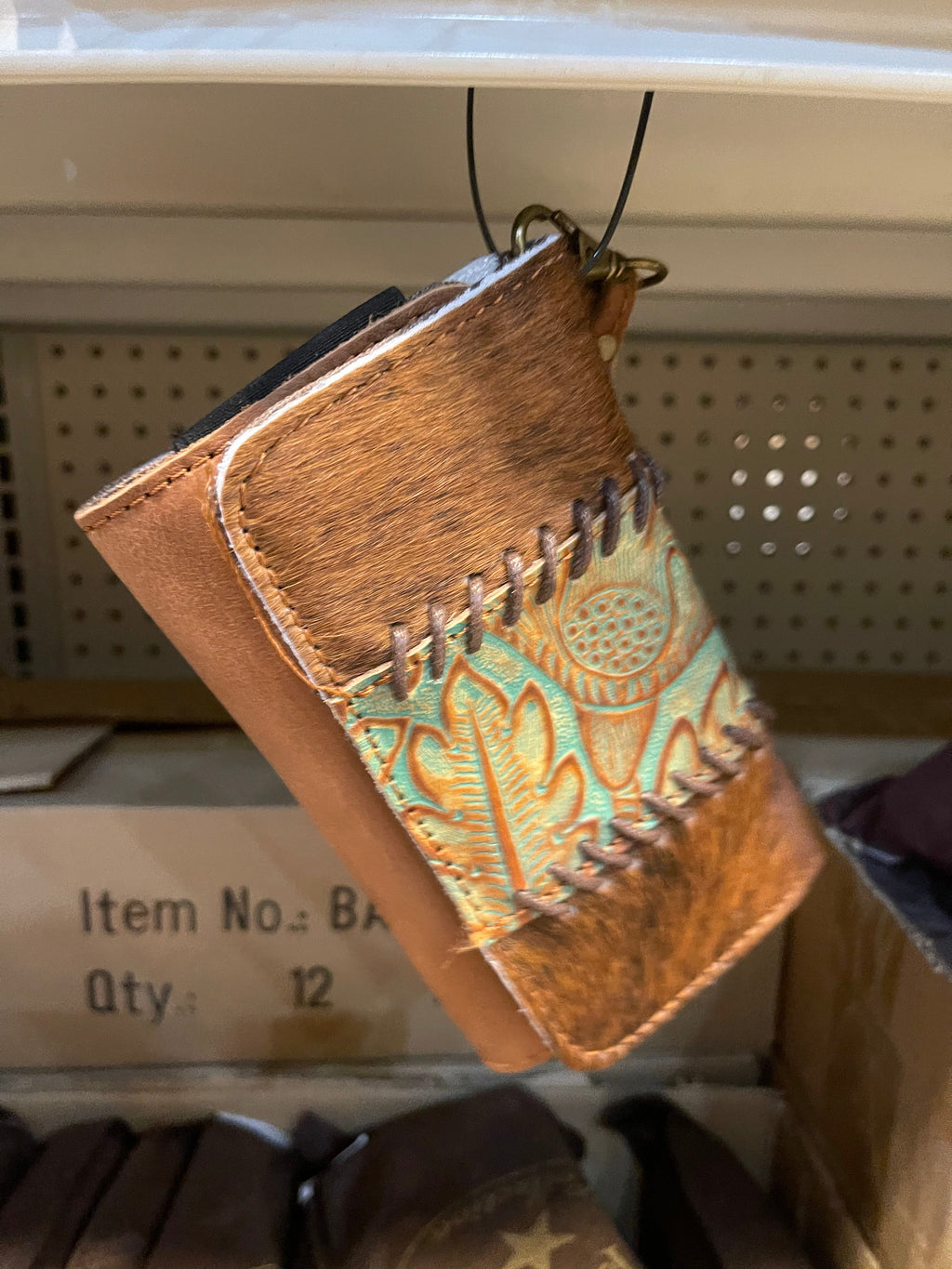 Cowhide Tooled Braided Wristlet Wallets