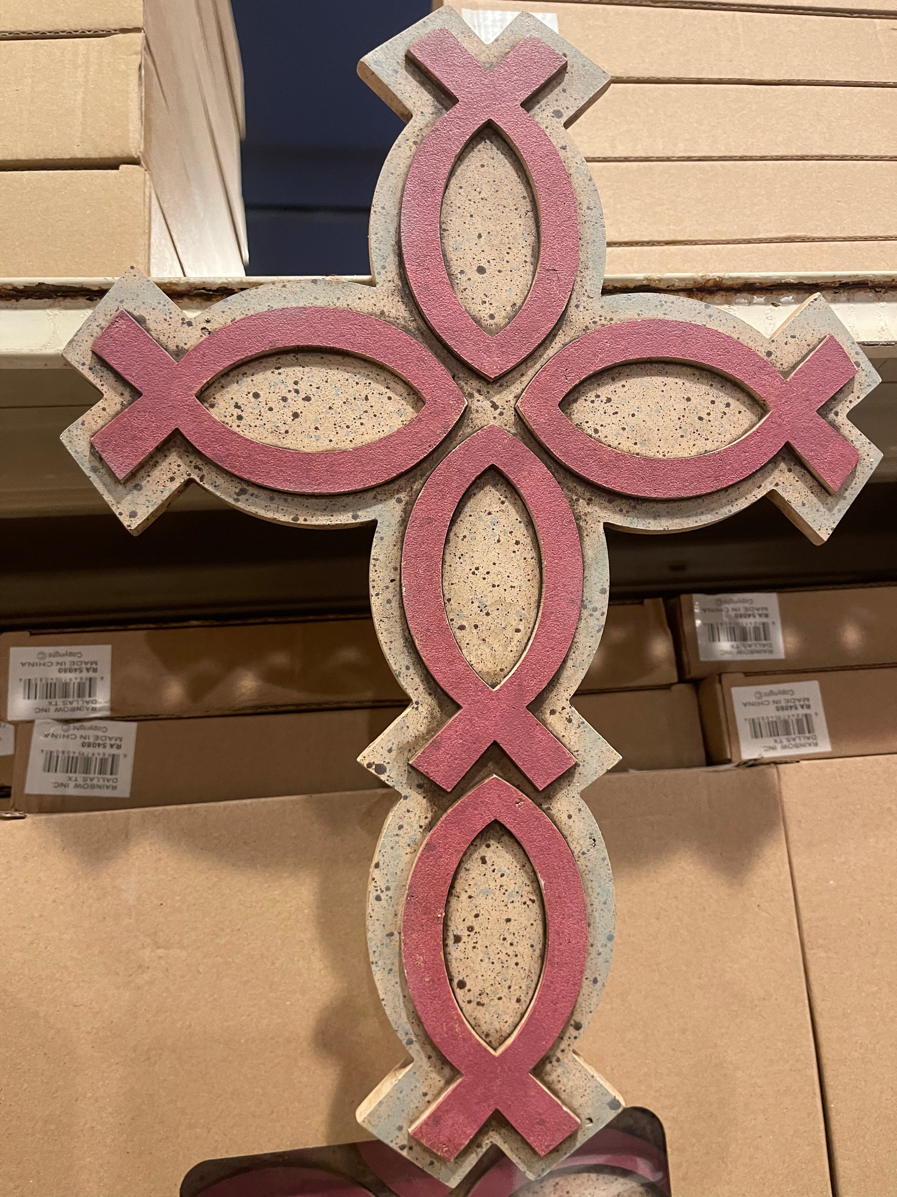 Pink Jesus Fish Christian Cross
