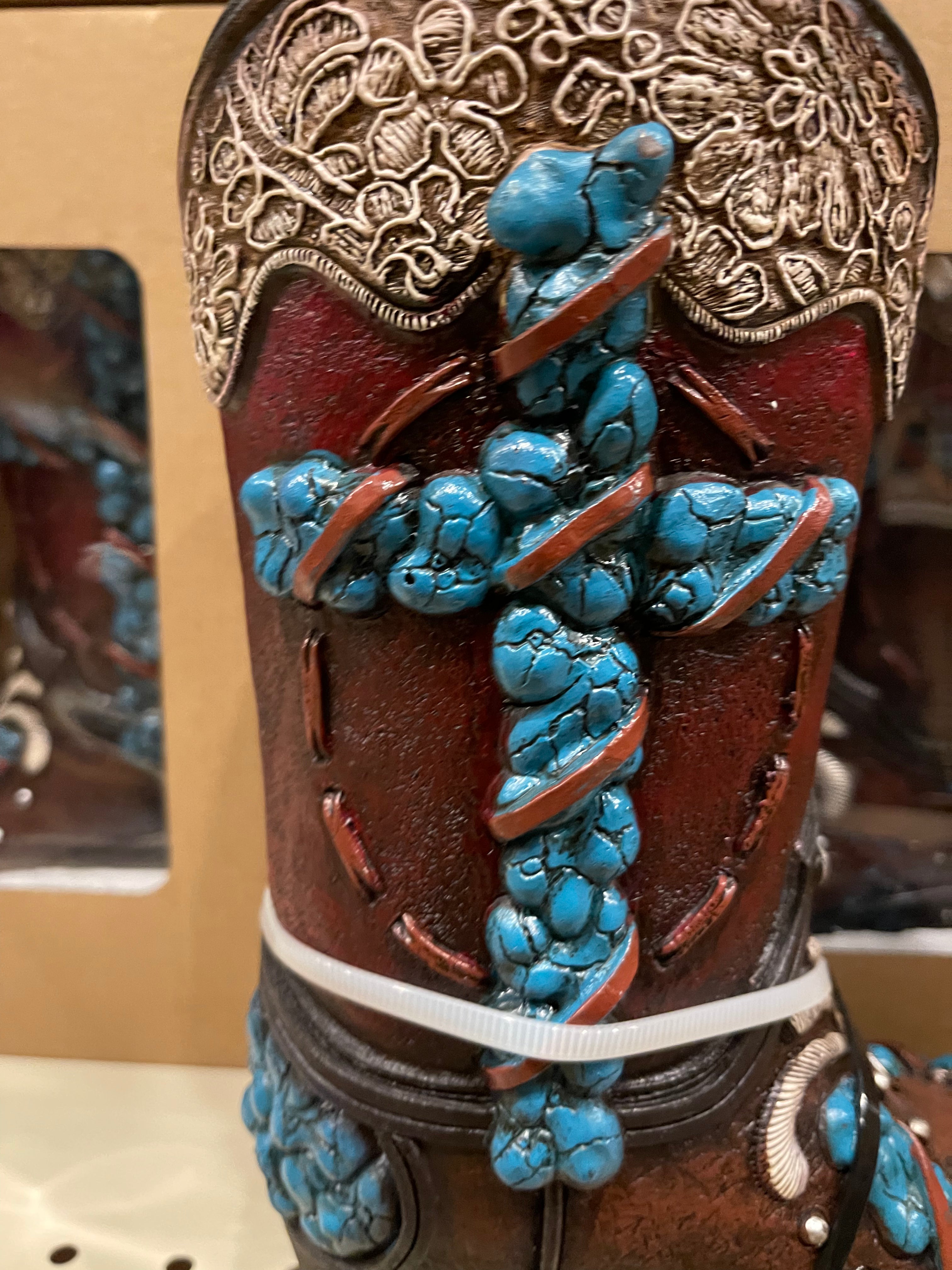 Turqouise Cross Stone Boot Vase