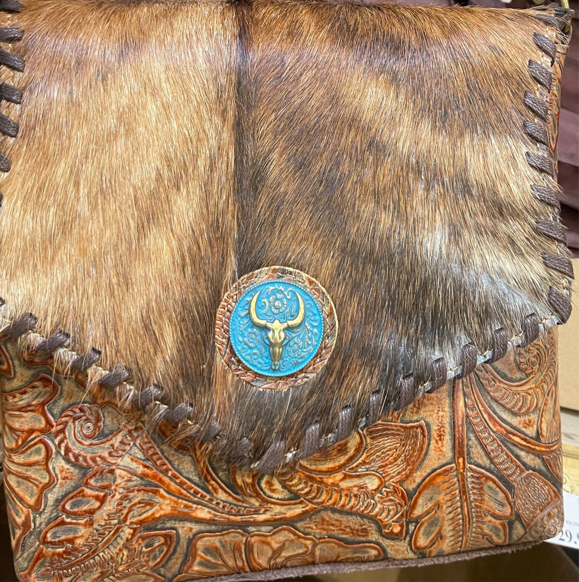 Turqouise Medallion Tooled Crossbody