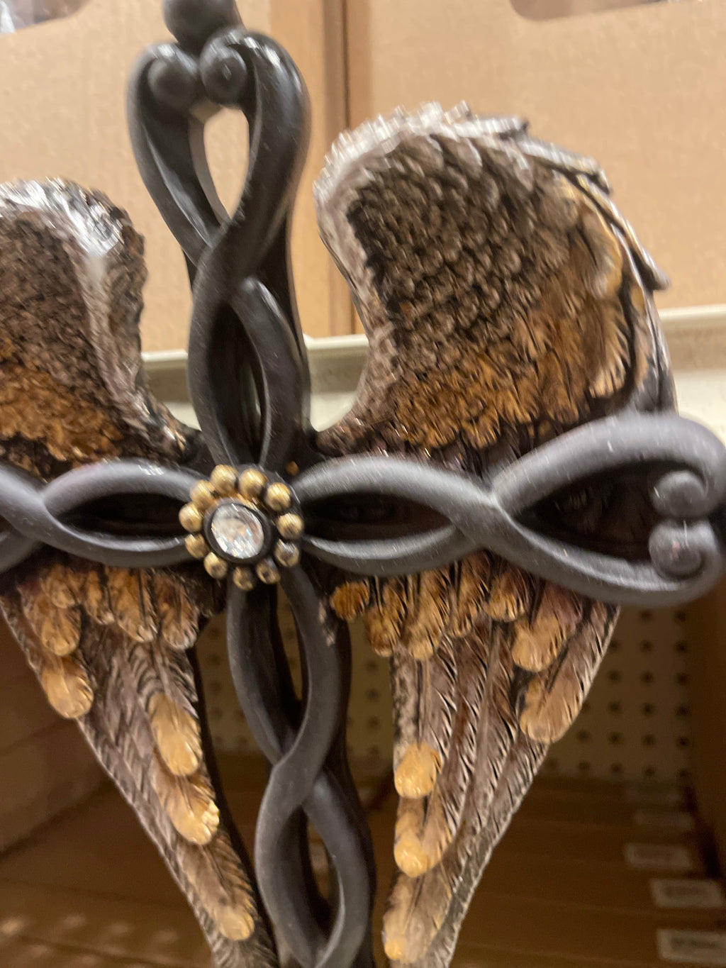 Black Twisted Angel Wing Cross