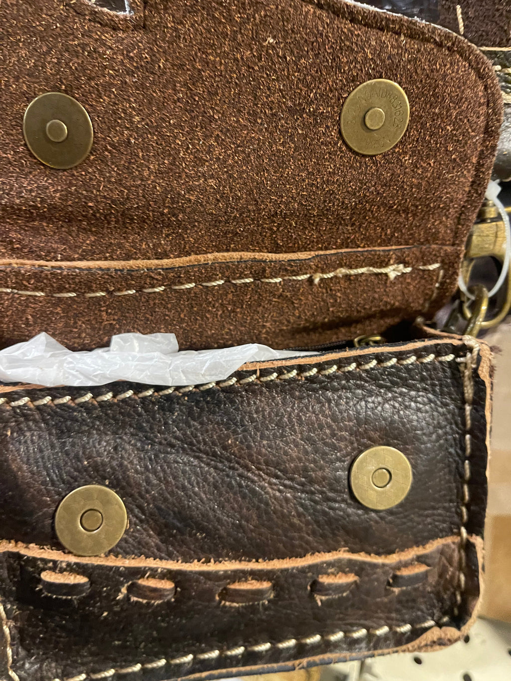 Cowhide Turquoise Stone Mini Crossbody Purse