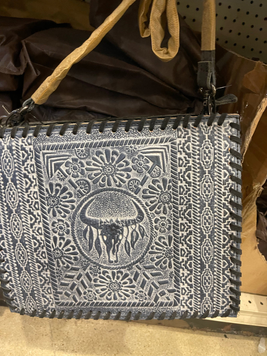 Tooled Cowskull Chain Purse