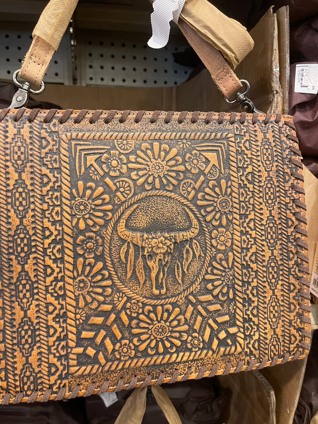 Tooled Cowskull Chain Purse