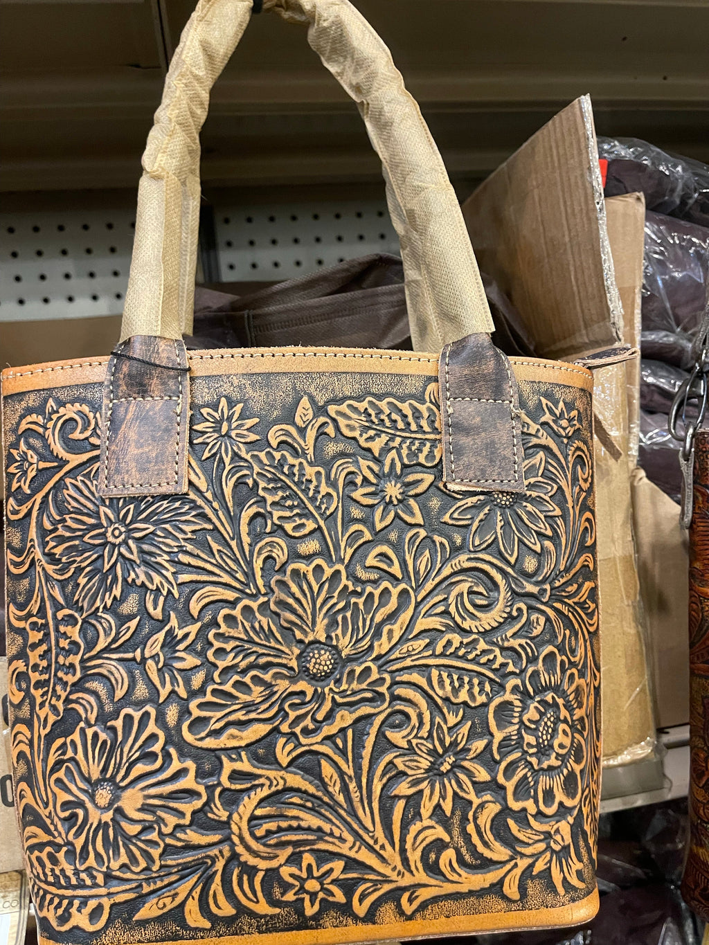 Floral Tooled Handbag