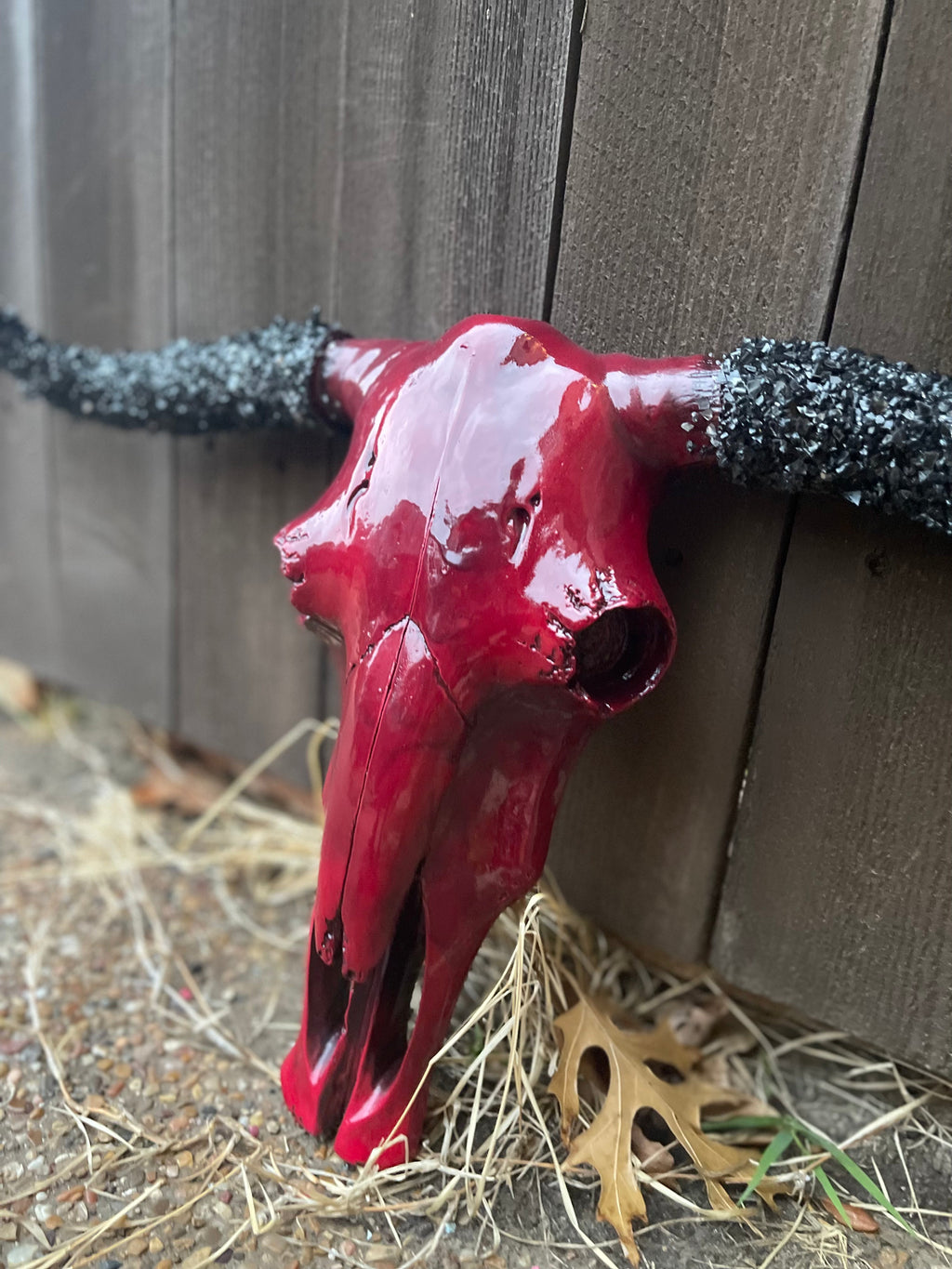 Crimson Stoned Horn Cowskull