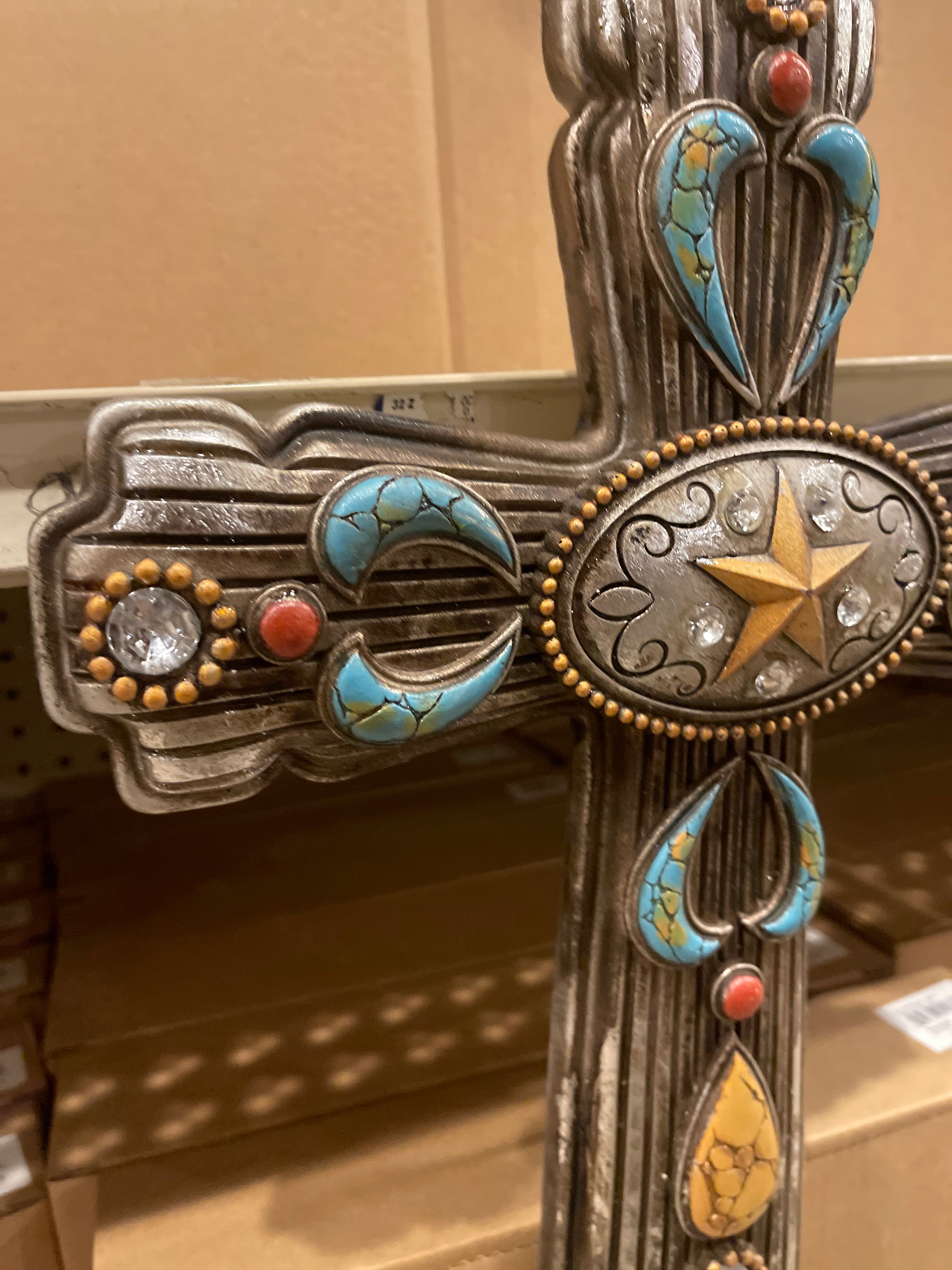 Turquoise Stone Medallion Cross