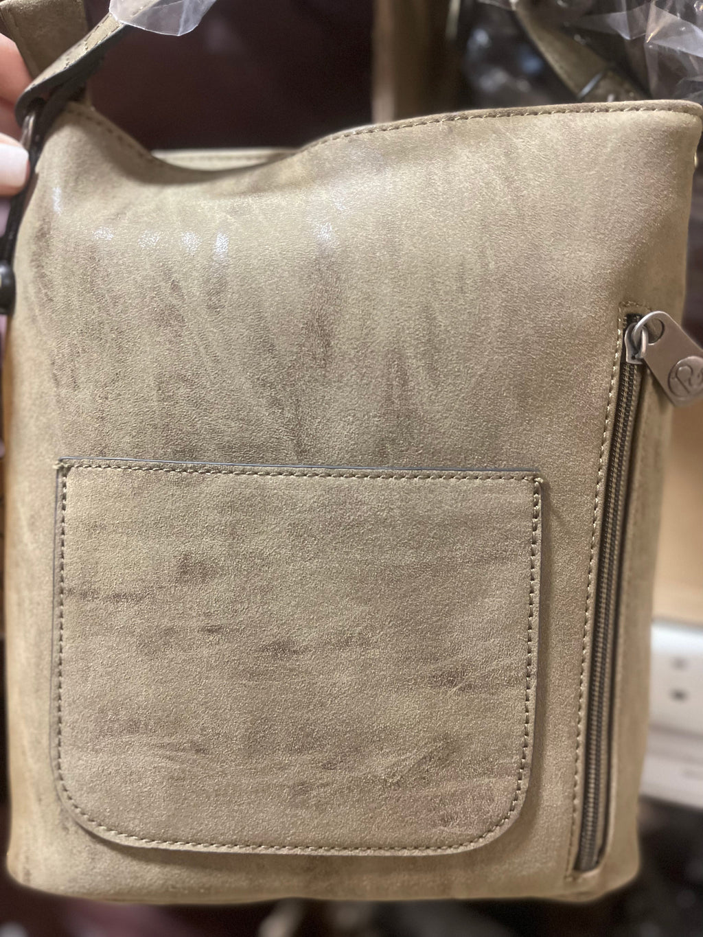 Cowhide Branded Tree Windmill Crossbody Purse