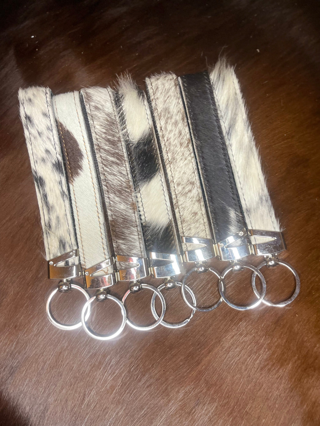 Cowhide Wristlet Keychains