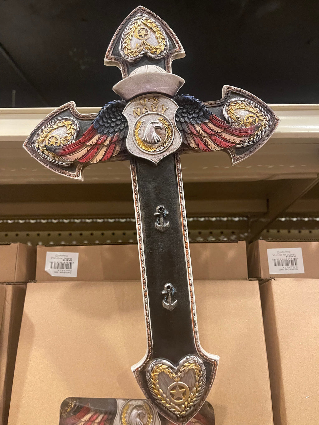 Navy Winged Wall Cross