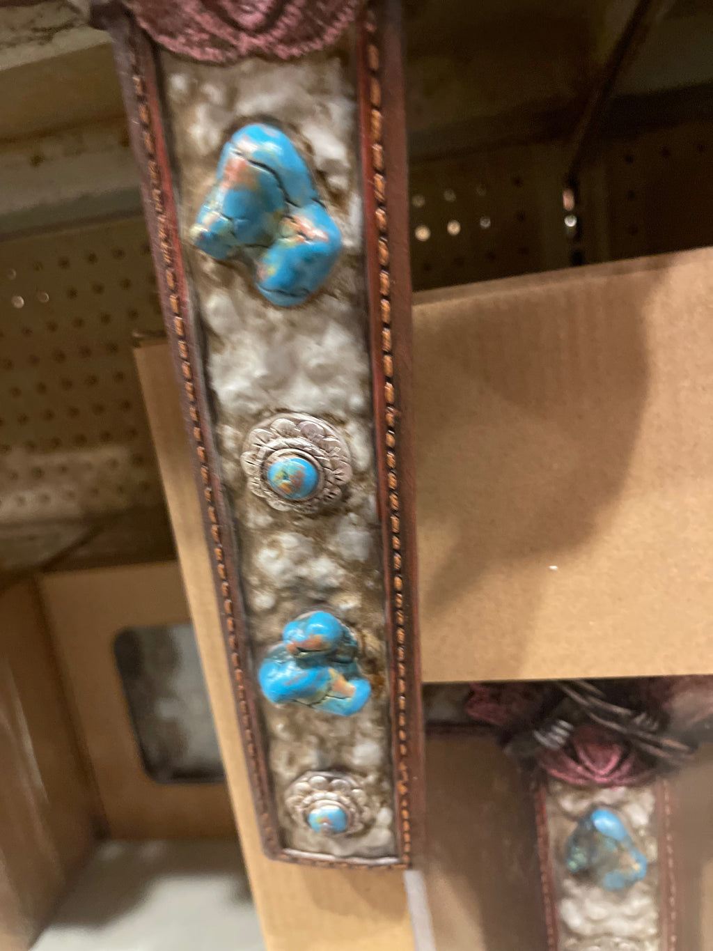 Turquoise Barbed Wire Lotus Cross