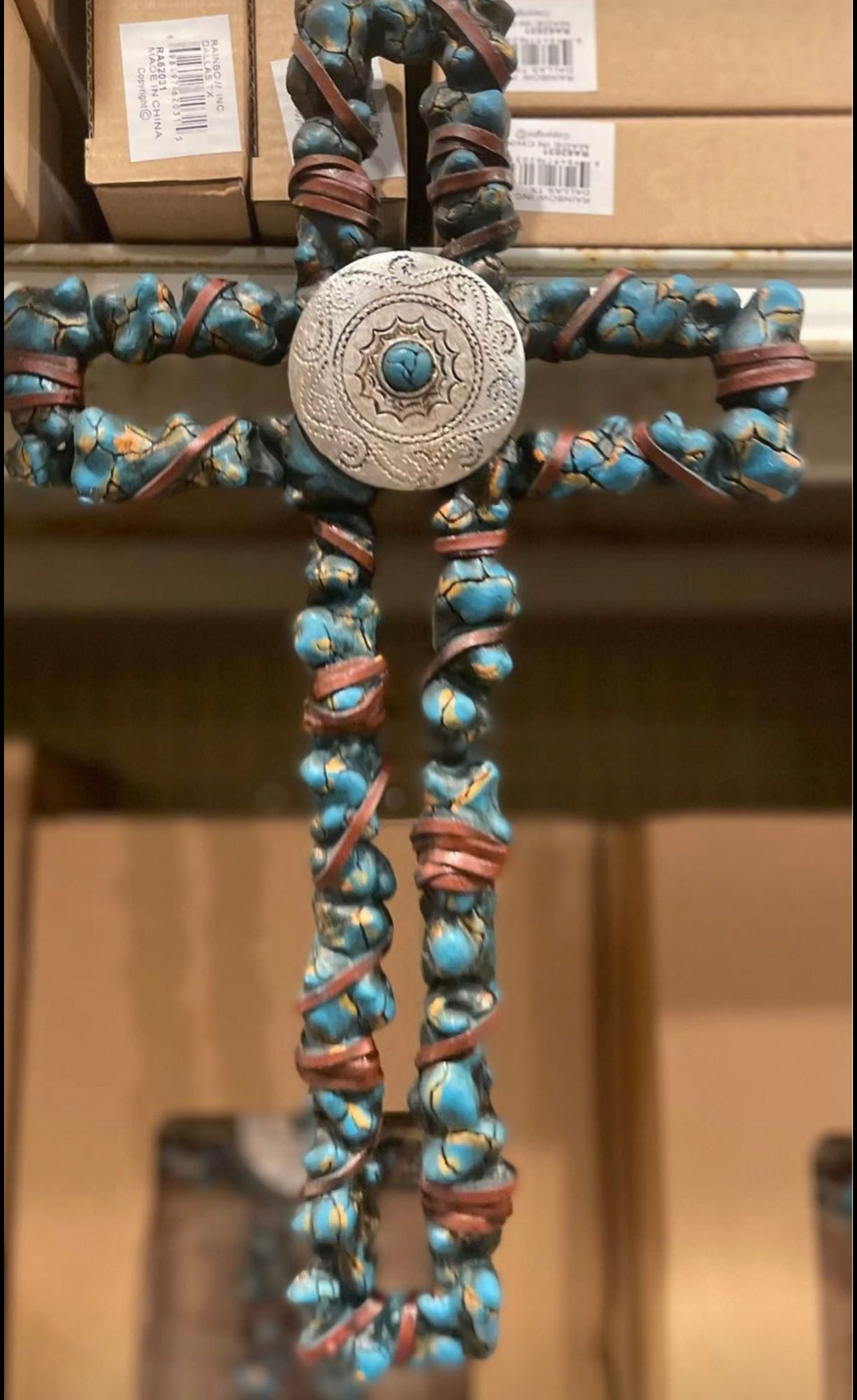 Turquoise Medallion Stone Cross