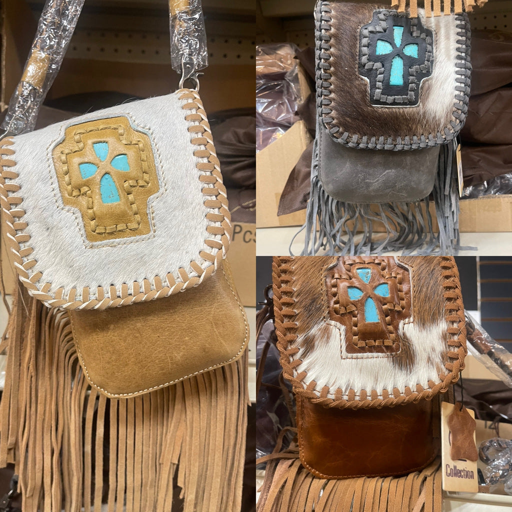 Turqouise Cross Belt Loop Fringe Crossbody