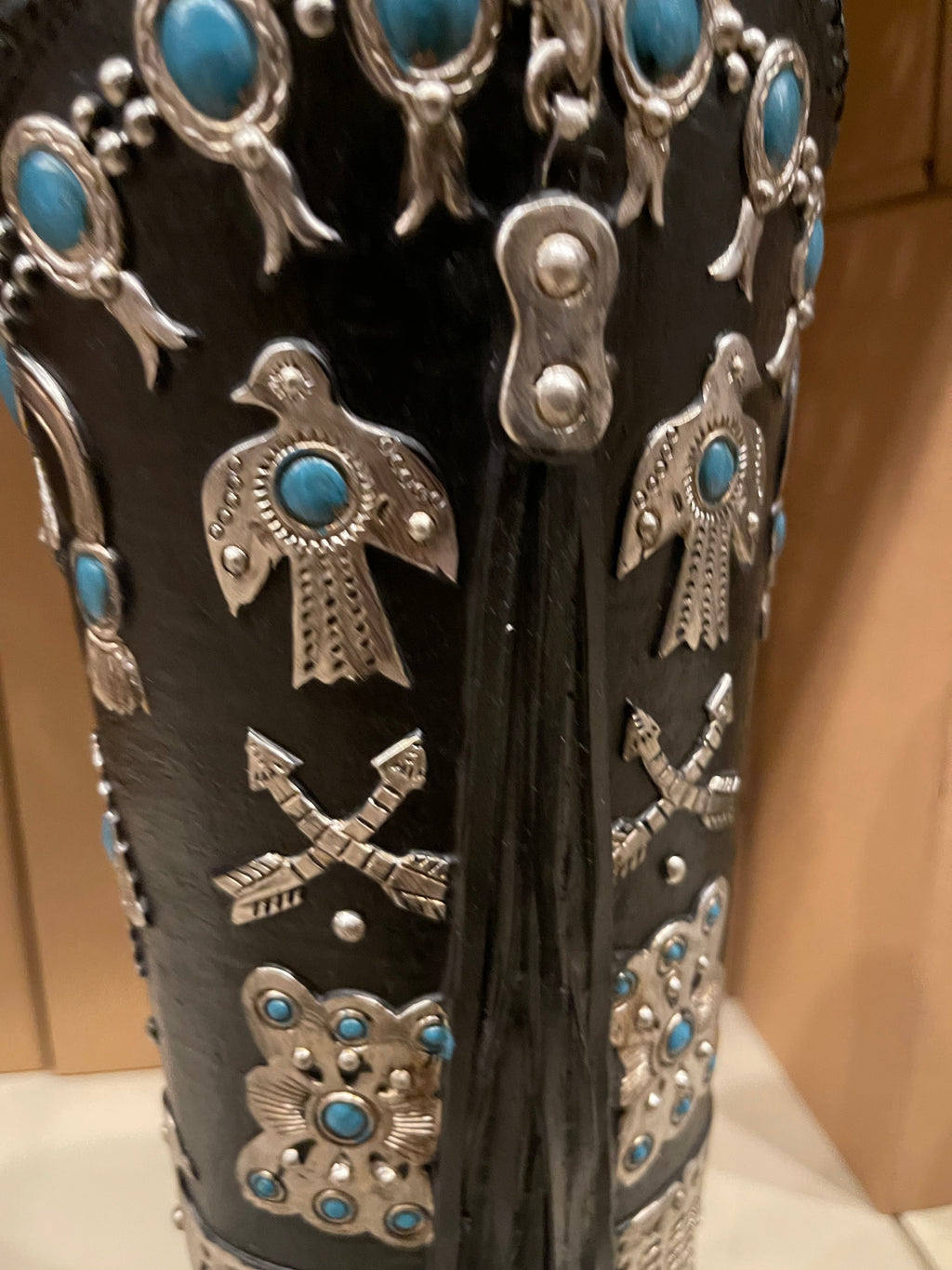 Black & Silver Vase with Turquoise Vase