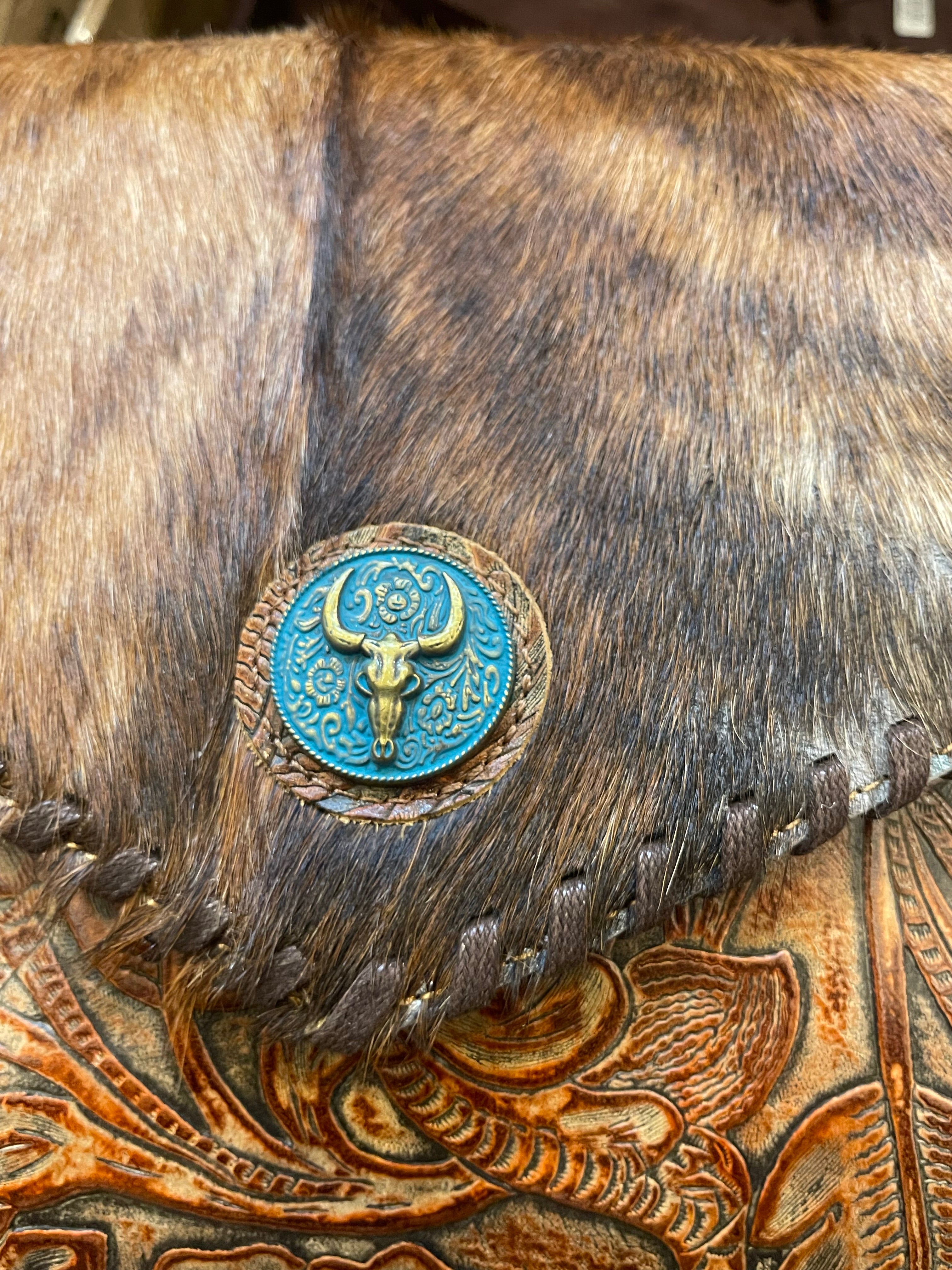 Turqouise Medallion Tooled Crossbody