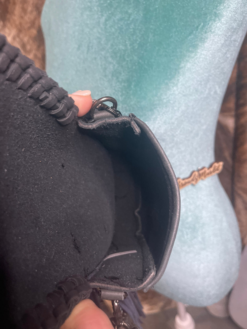 Cowhide Fringe Crossbody Purse Black