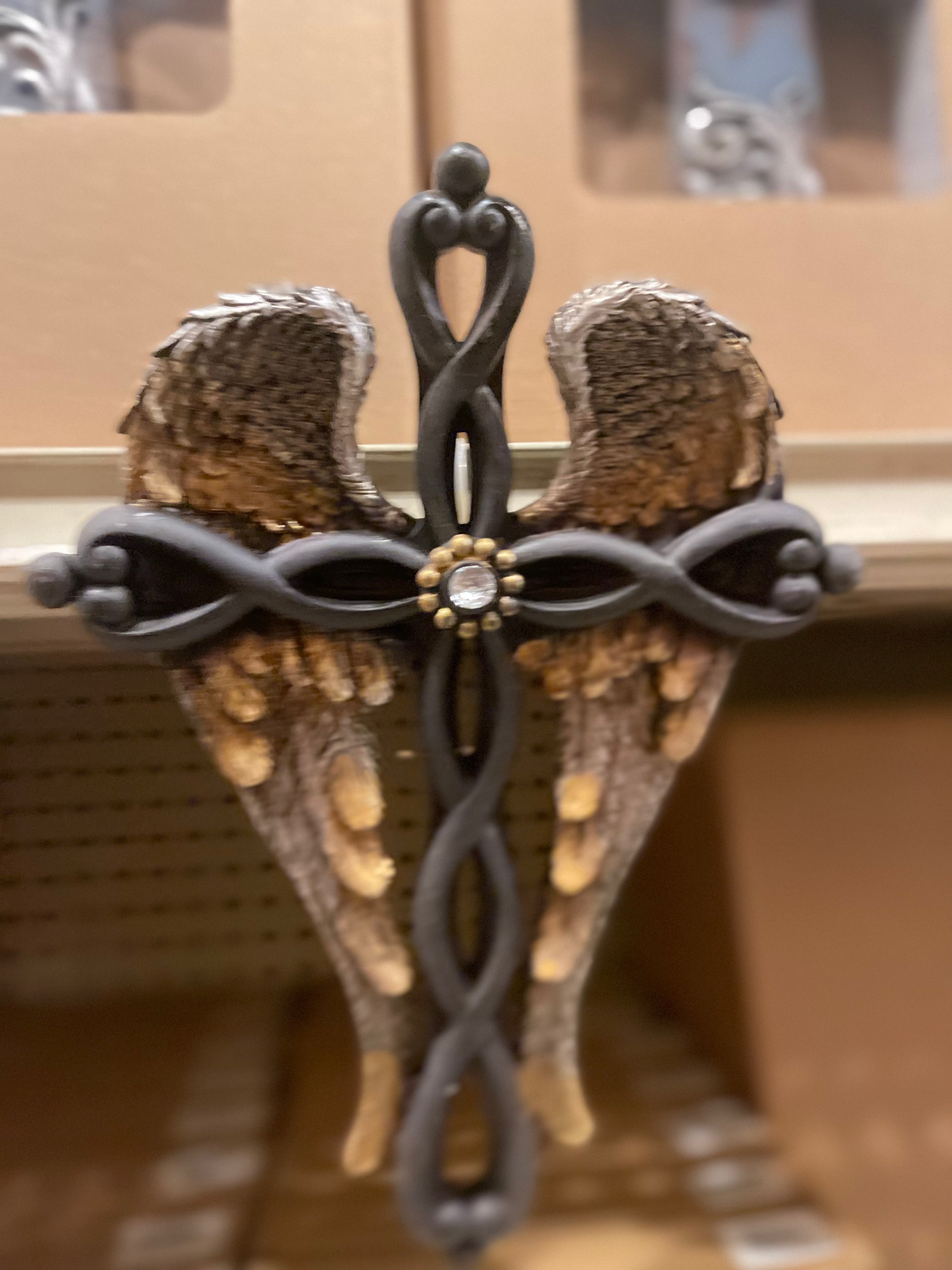 Black Twisted Angel Wing Cross