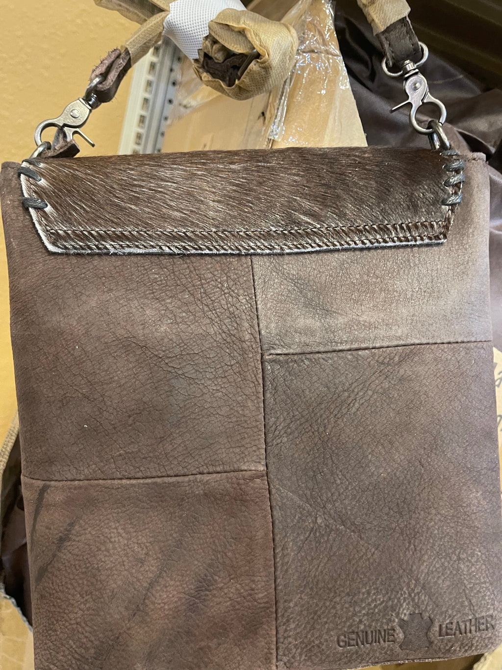 Cowhide Turquoise Stone Crossbody