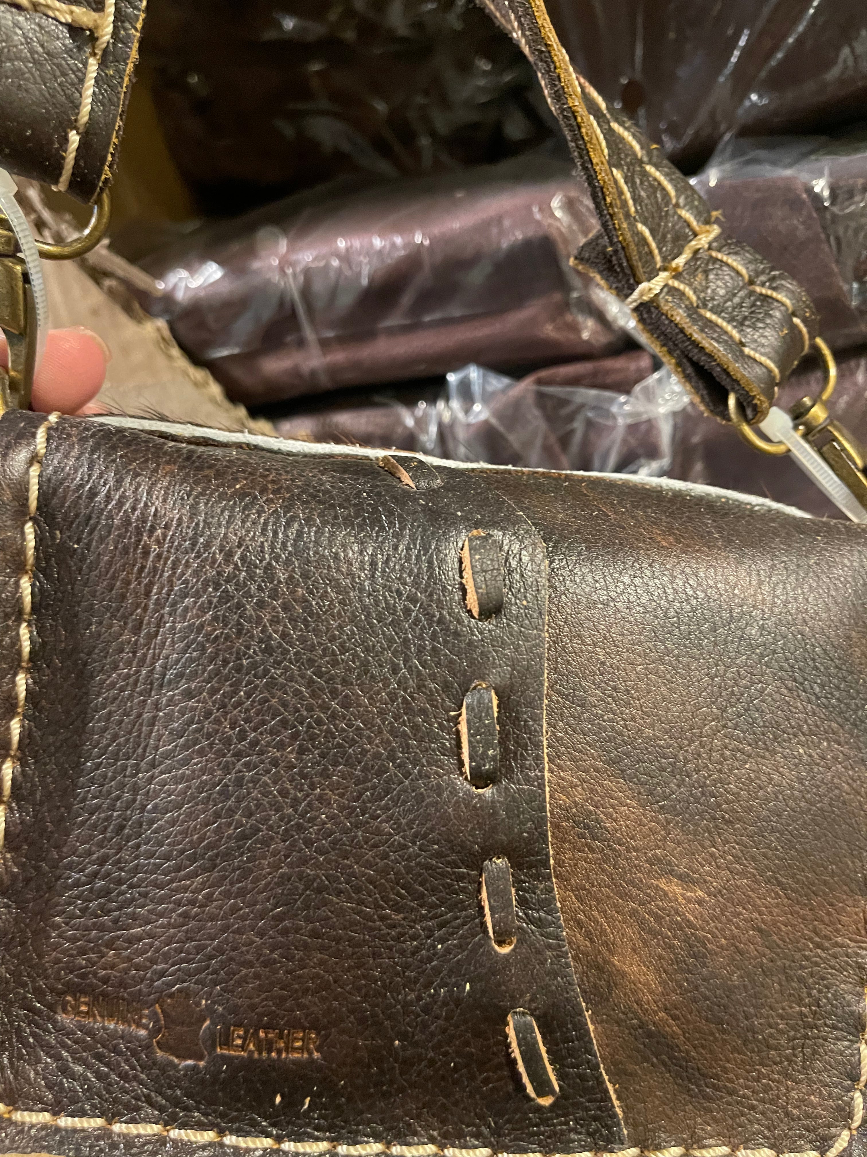 Cowhide Turquoise Stone Mini Crossbody Purse