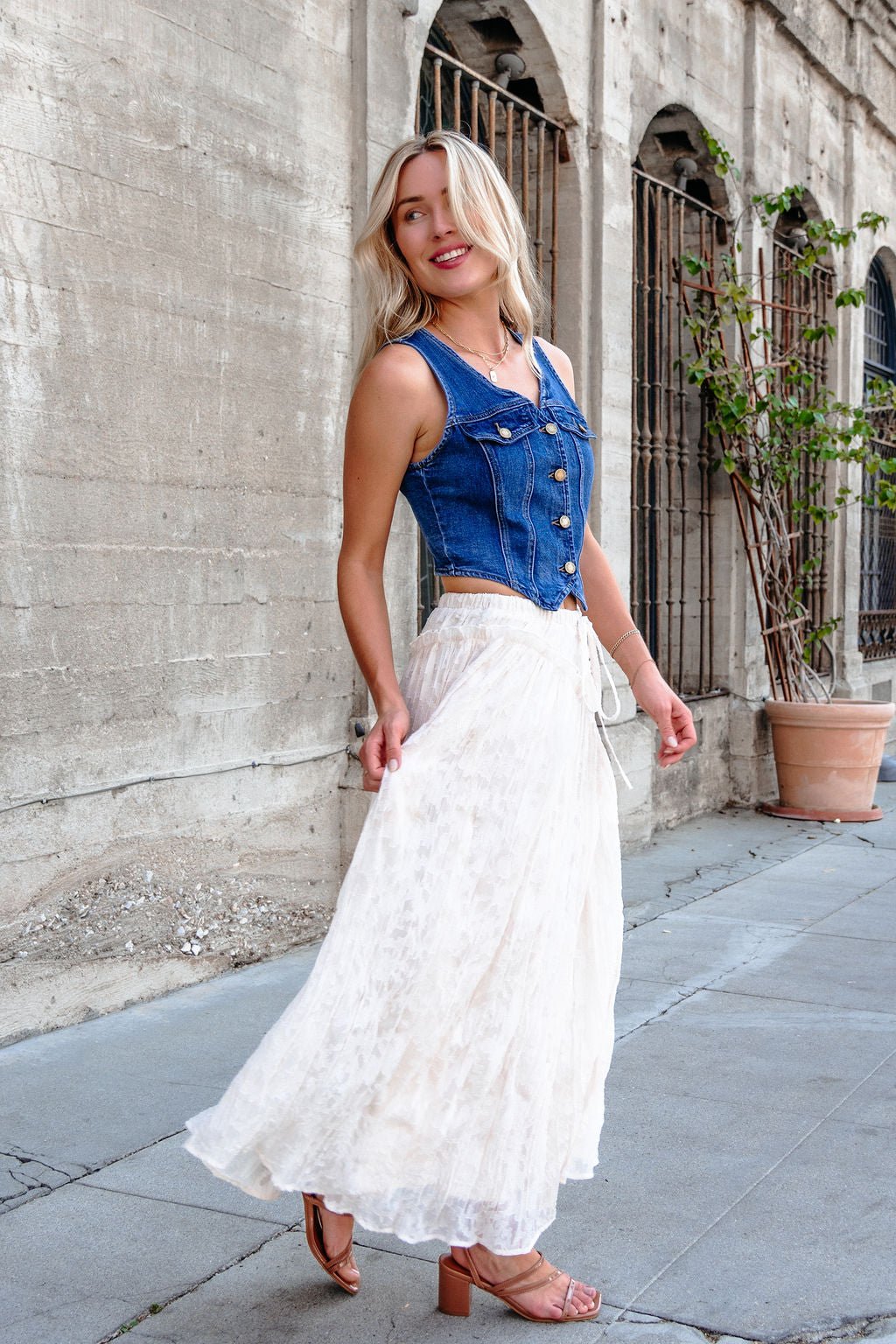 Ivory Lace Ruffled Maxi Skirt - FINAL SALE