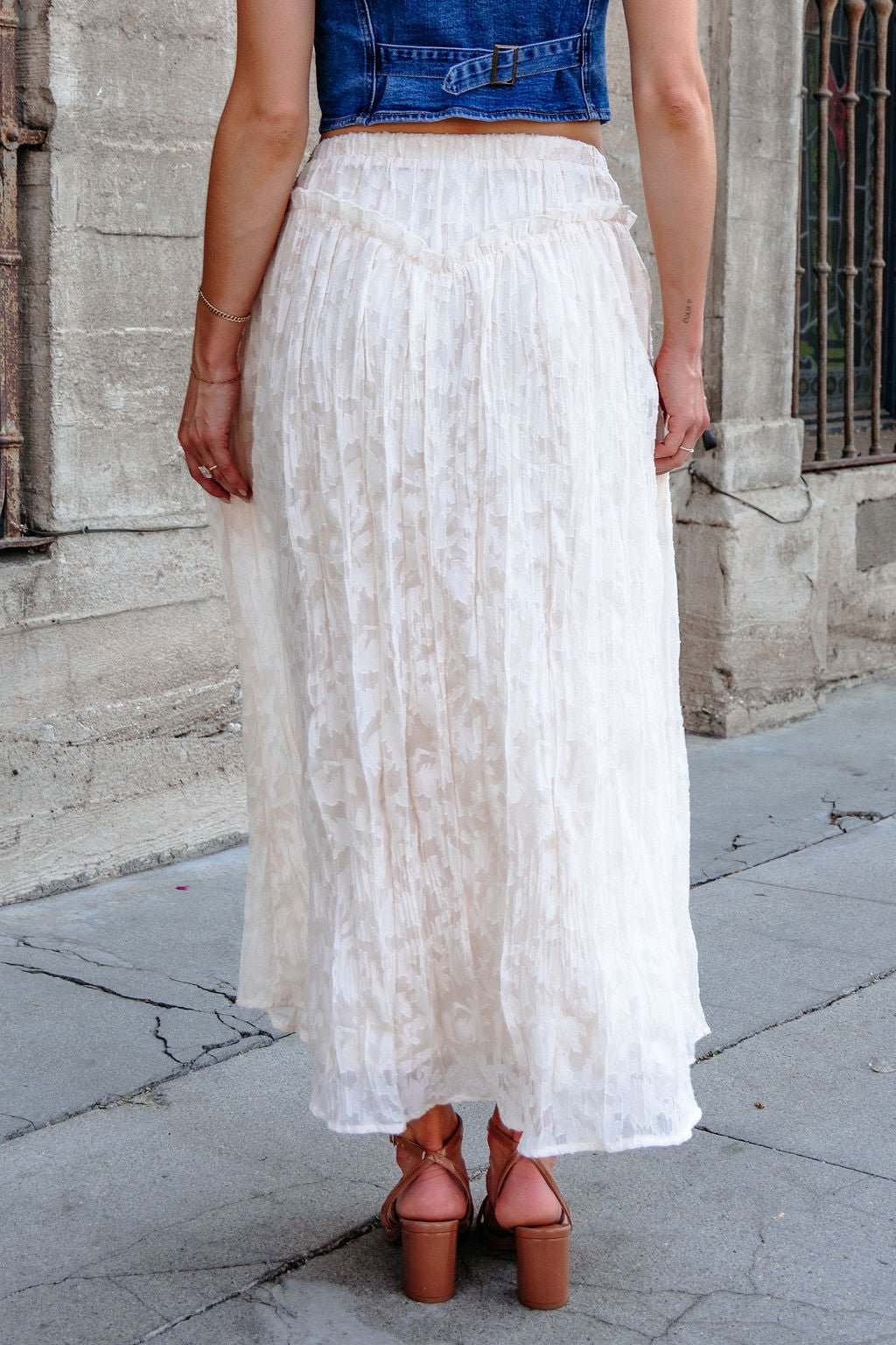 Ivory Lace Ruffled Maxi Skirt - FINAL SALE