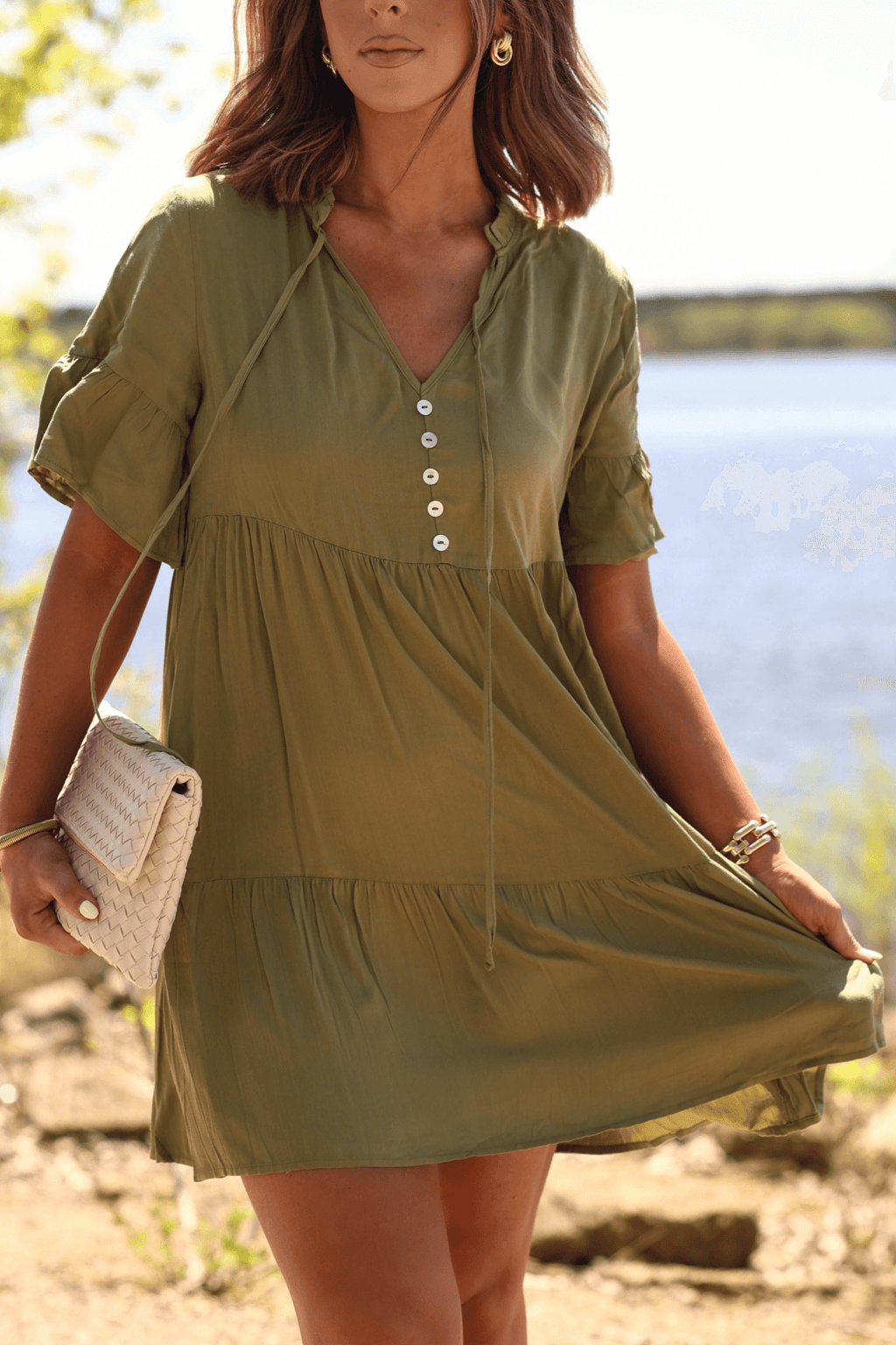 Jessica Green Tiered Mini Dress - FINAL SALE