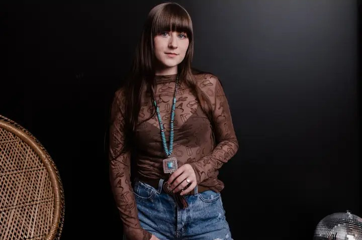 All About Country Brown Mesh Top