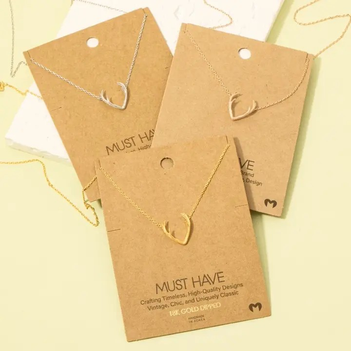 Gold Dipped Antler Pendant Necklace