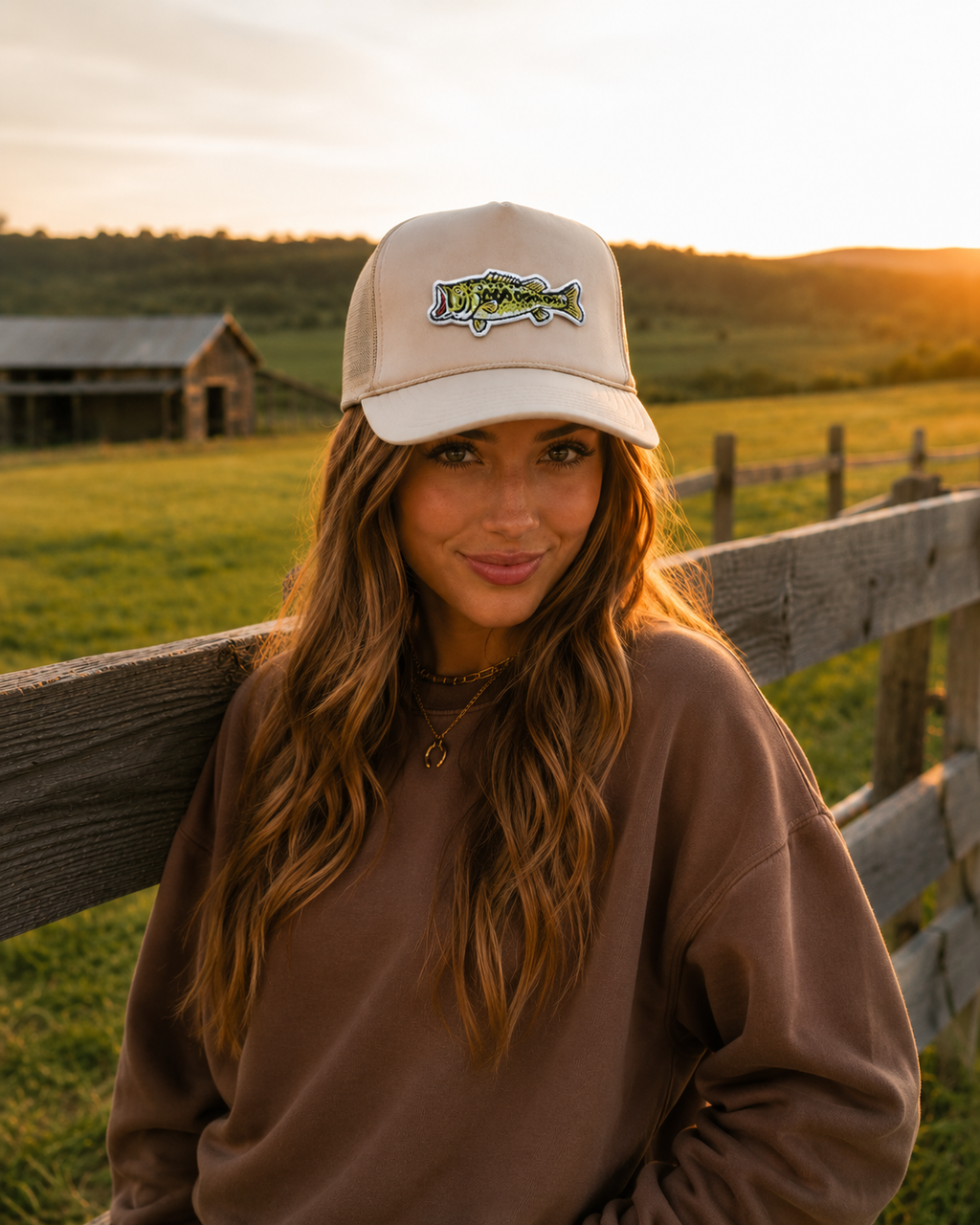 Largemouth Bass Patch Trucker Hat