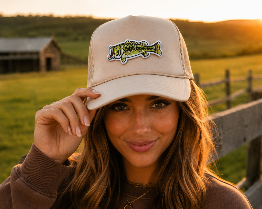 Largemouth Bass Patch Trucker Hat