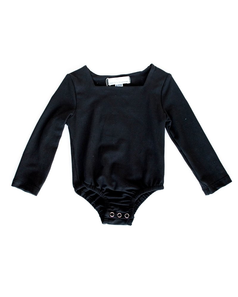 Lilith Square Neck Long Sleeve Top & Leotard - Black