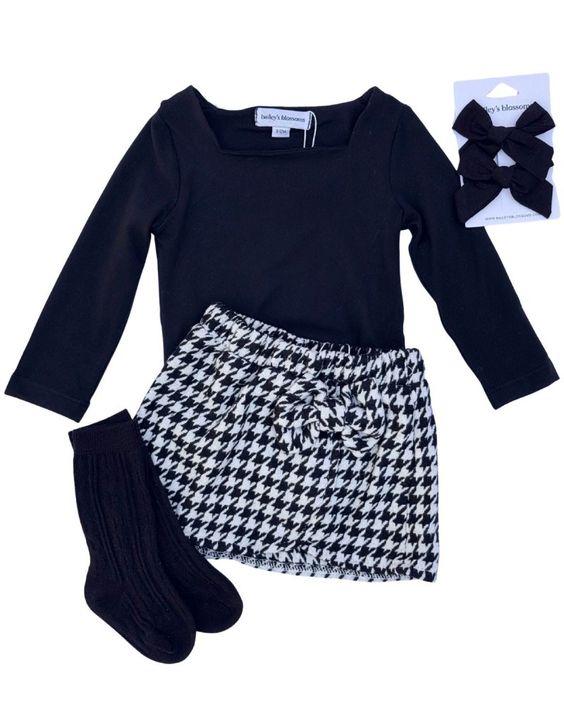 Lilith Square Neck Long Sleeve Top & Leotard - Black