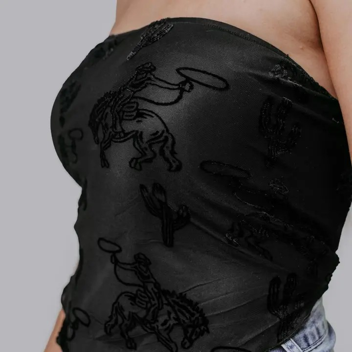 Rodeo Cowboy Mesh Tube Top