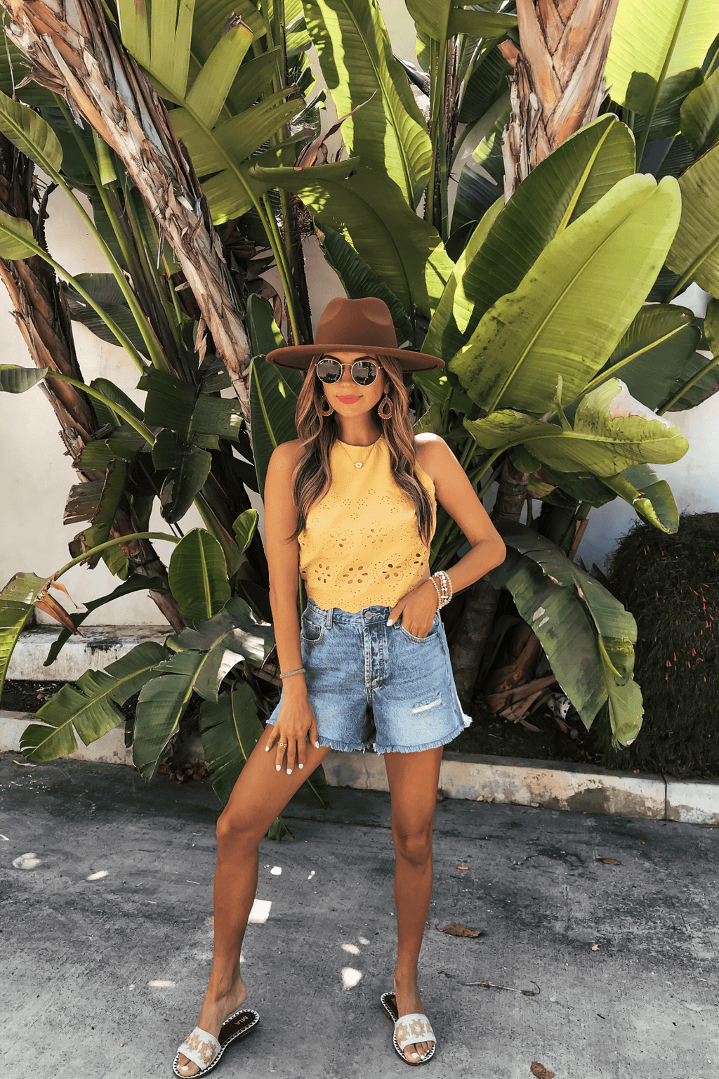 Marigold Yellow Eyelet Tank Top - FINAL SALE