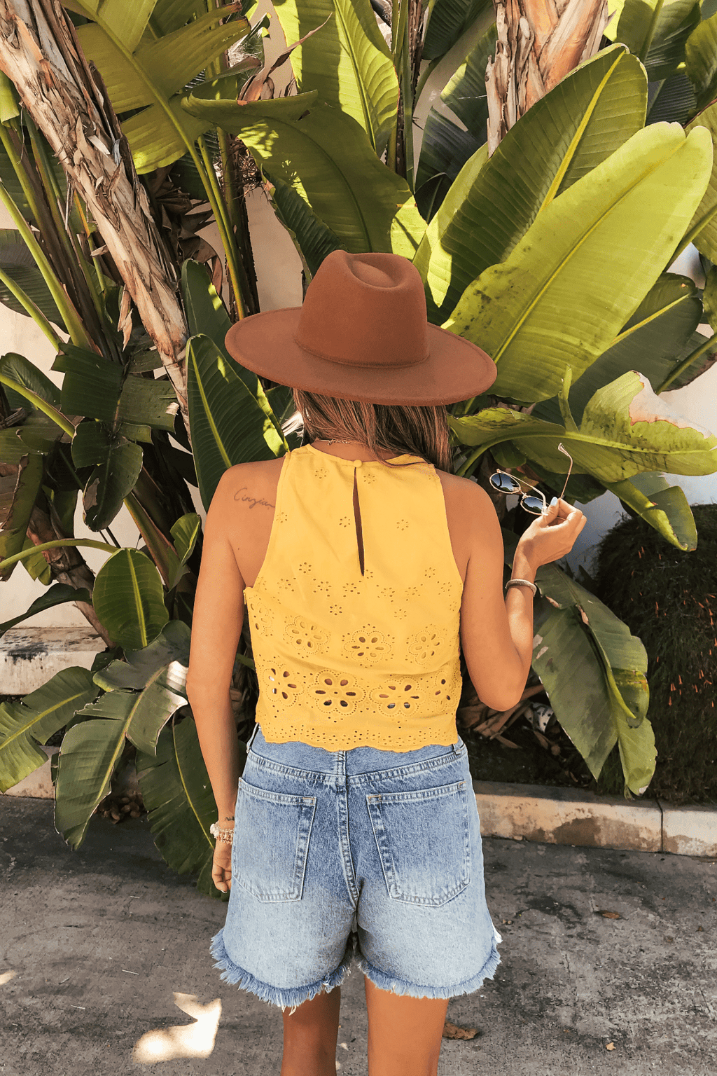 Marigold Yellow Eyelet Tank Top - FINAL SALE